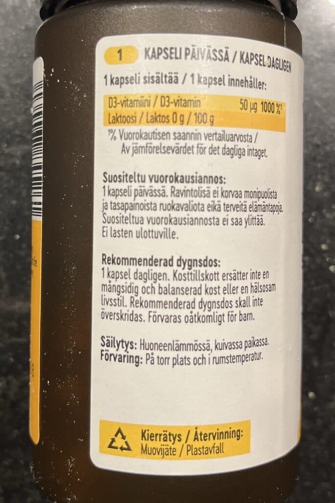 Vida D-vitamiini 50 μg packshot
