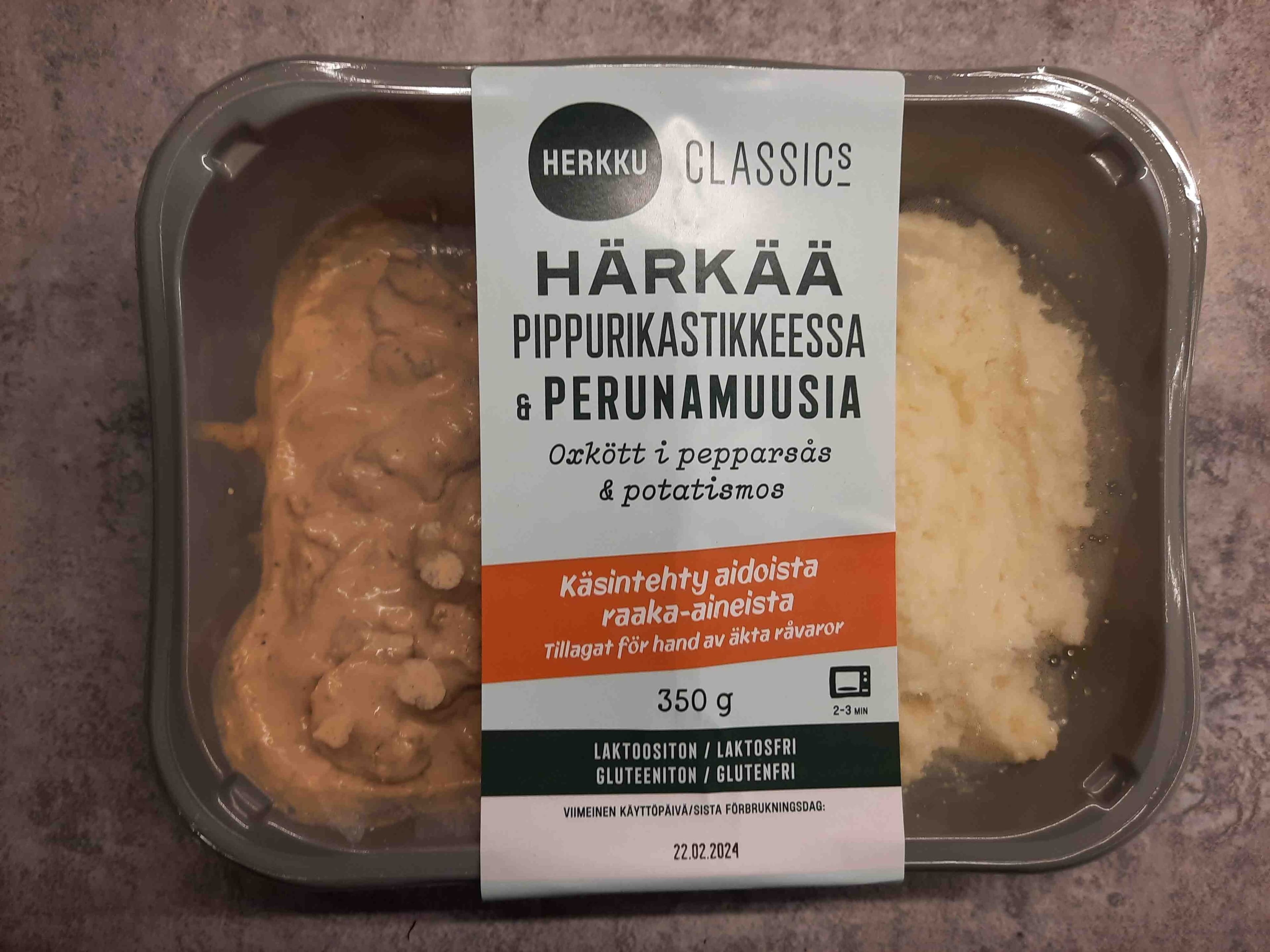 Herkku classics Härkää pippuri kastikkeessa & perunamuusia packshot