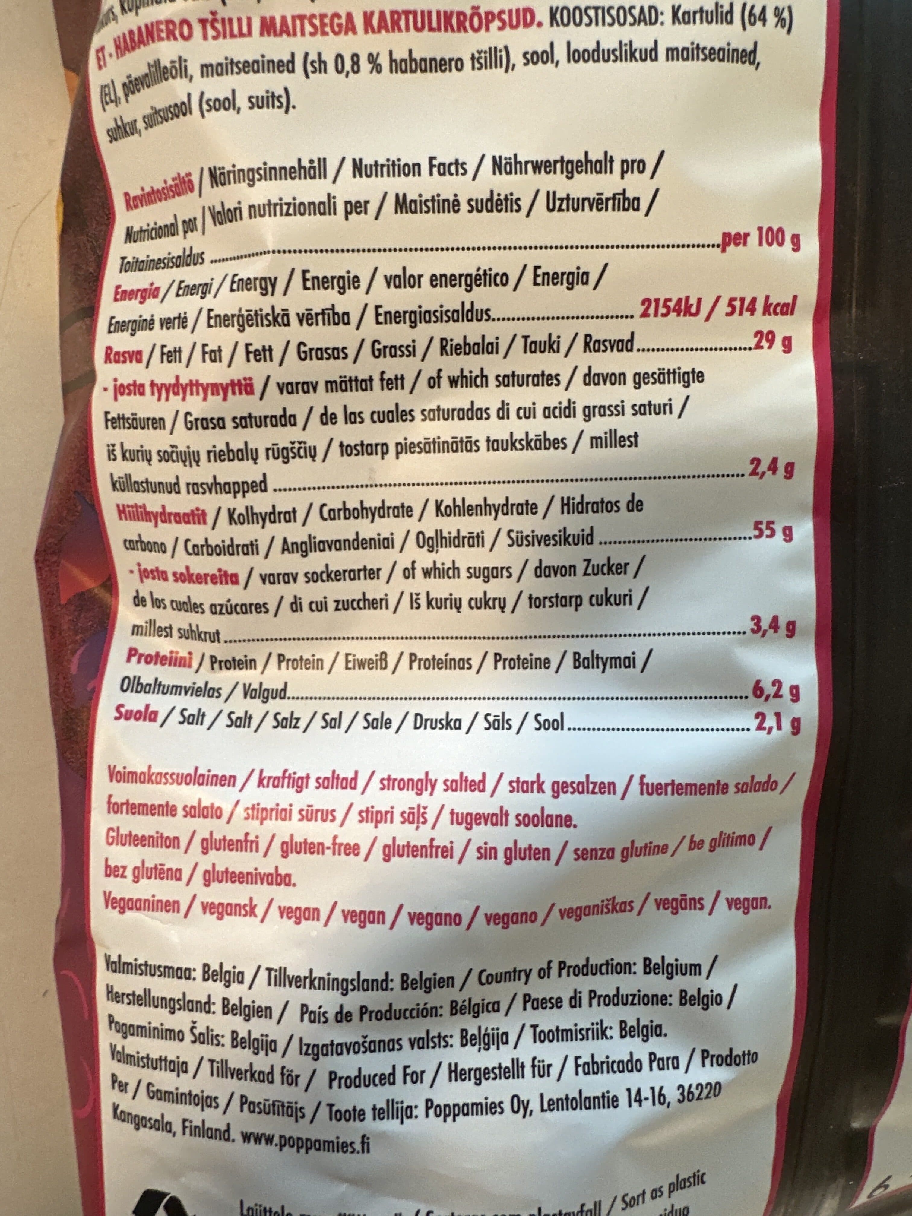 Poppamies Smoky inferno potato chips packshot