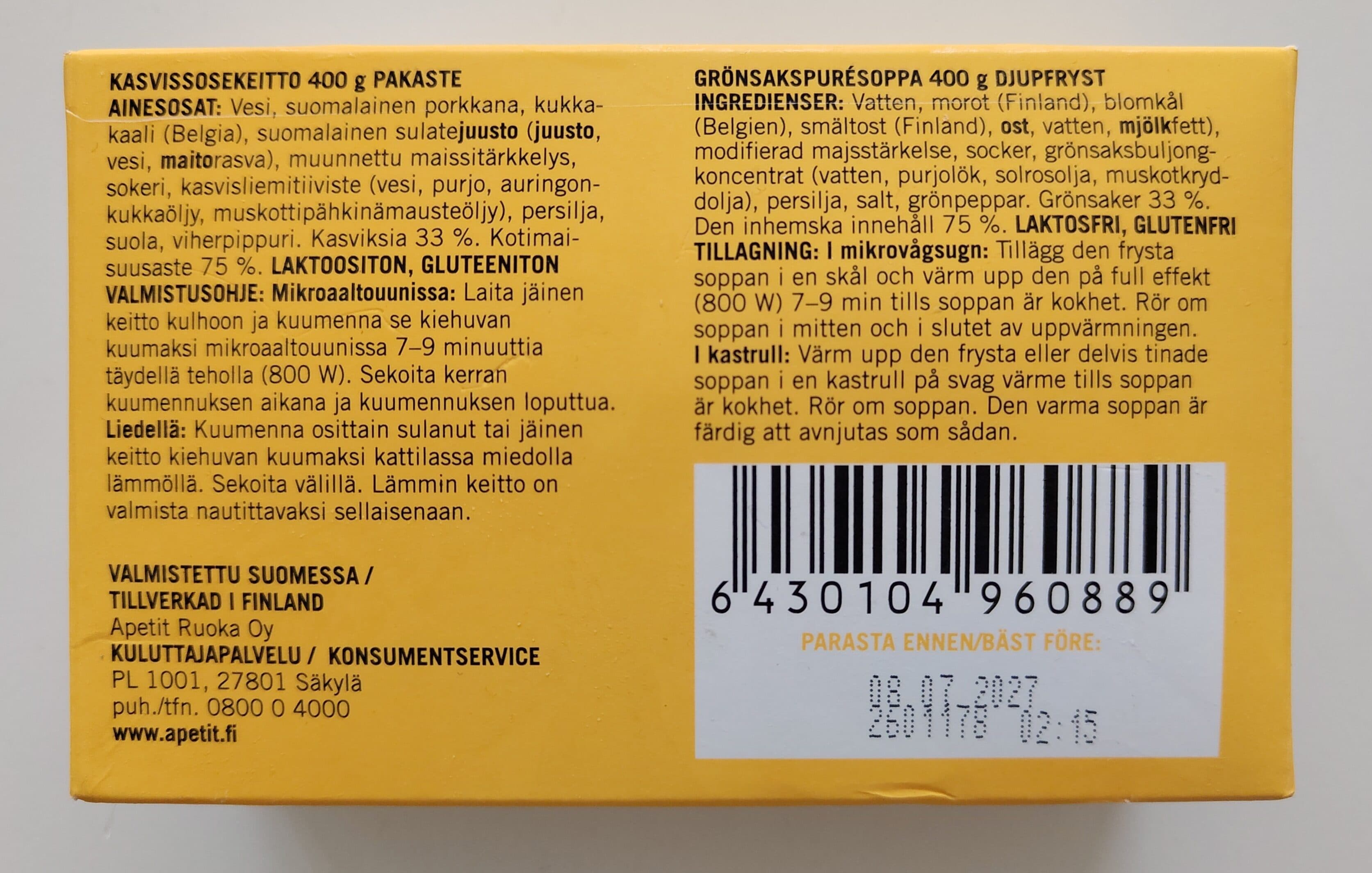 Apetit Kotimainen Kasvissosekeitto packshot