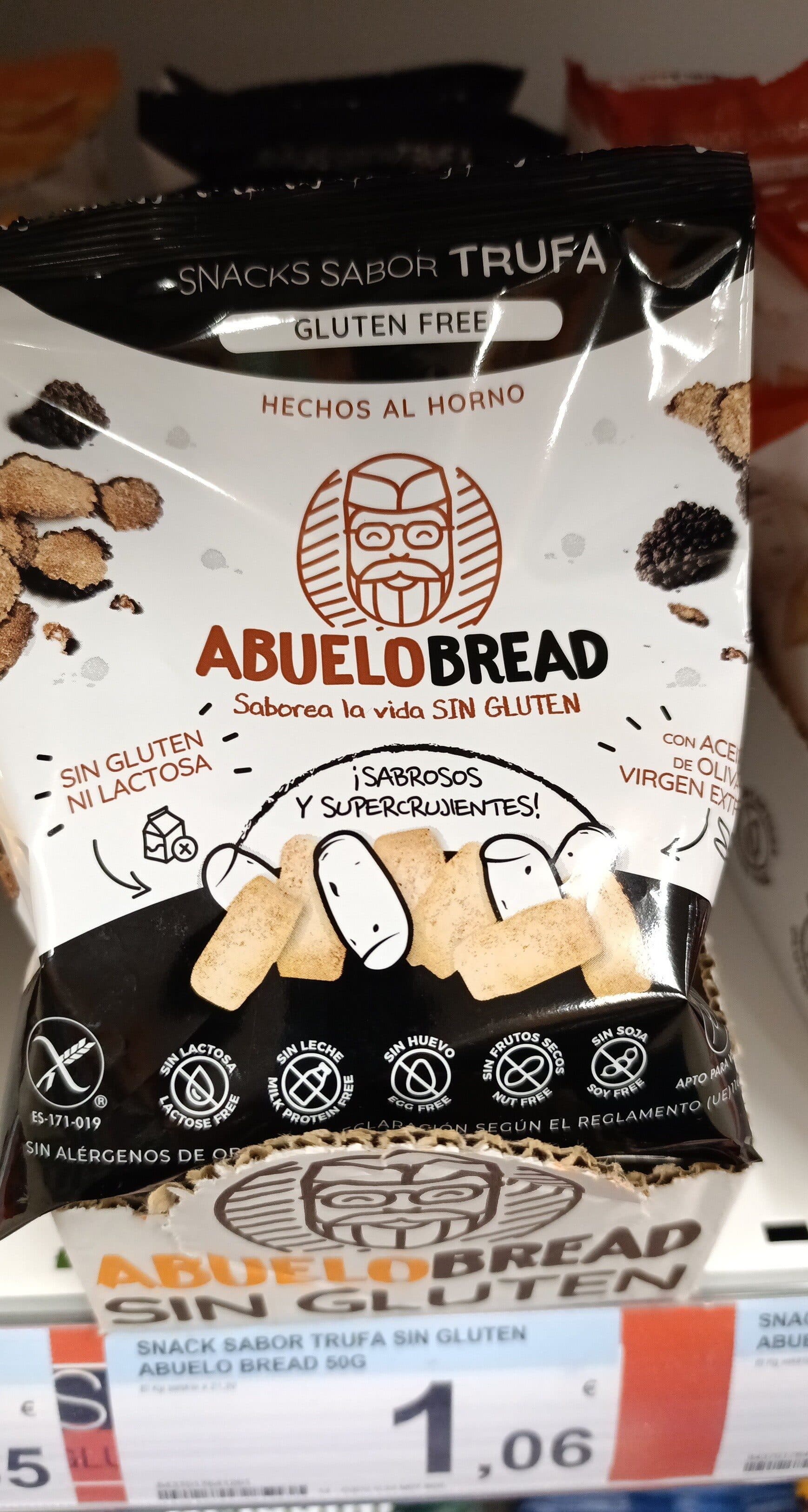 Abuelo Bread snack sabor trufa sin gluten abuelo packshot