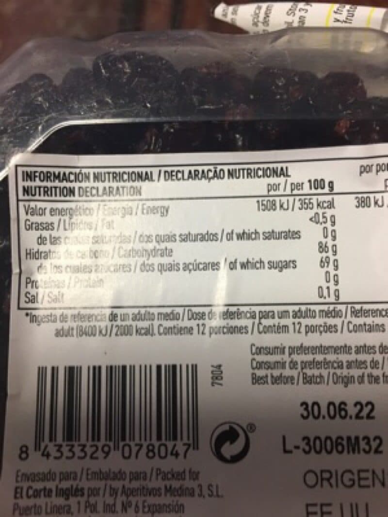 el corte ingles Arándanos deshidratados packshot