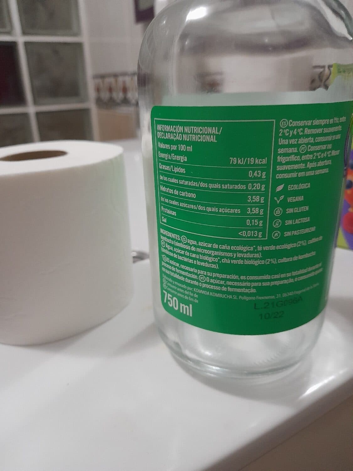 Consum kom vida orgánica kombucha te verde packshot