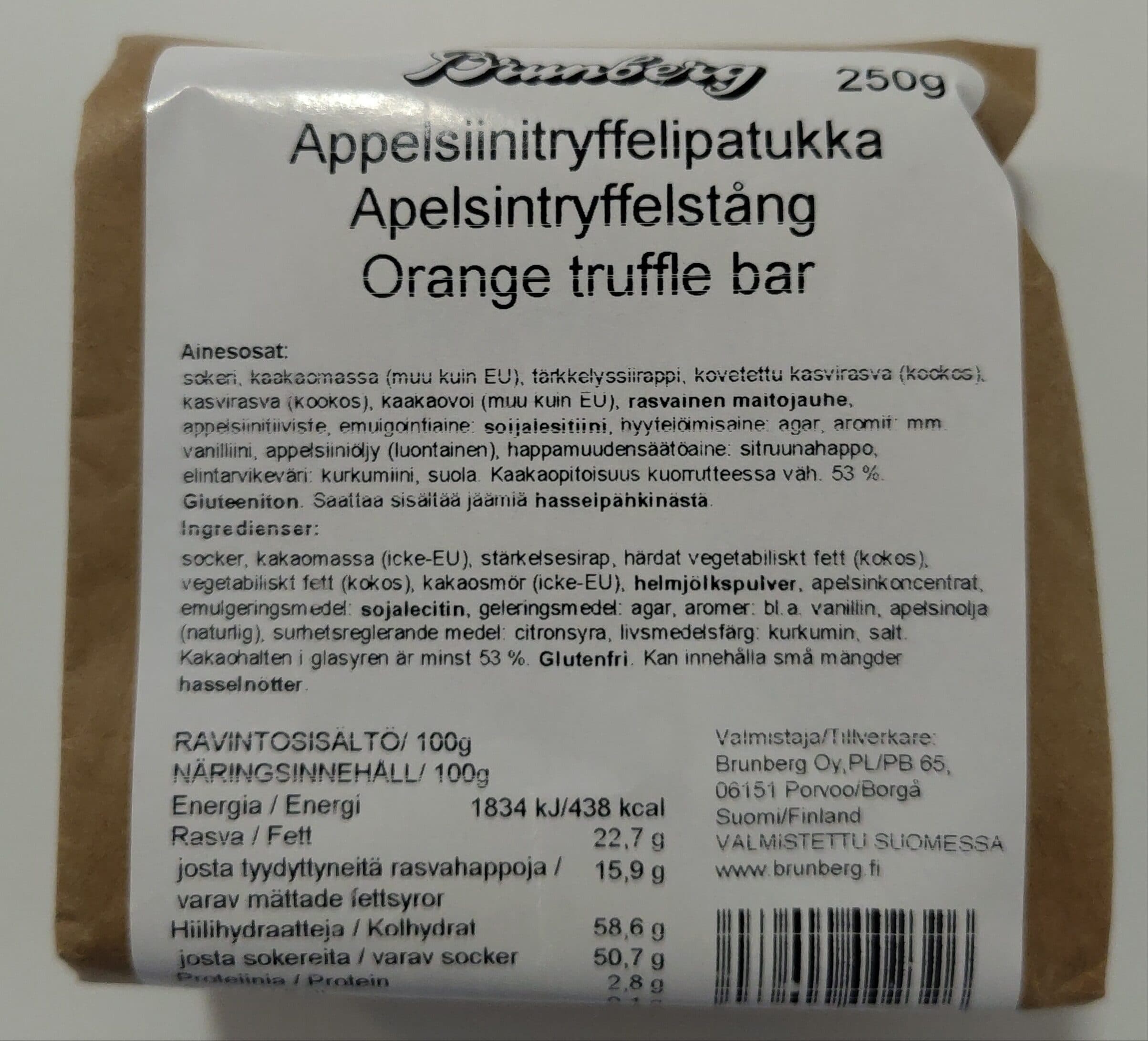 Brunberg Orange truffle bar packshot