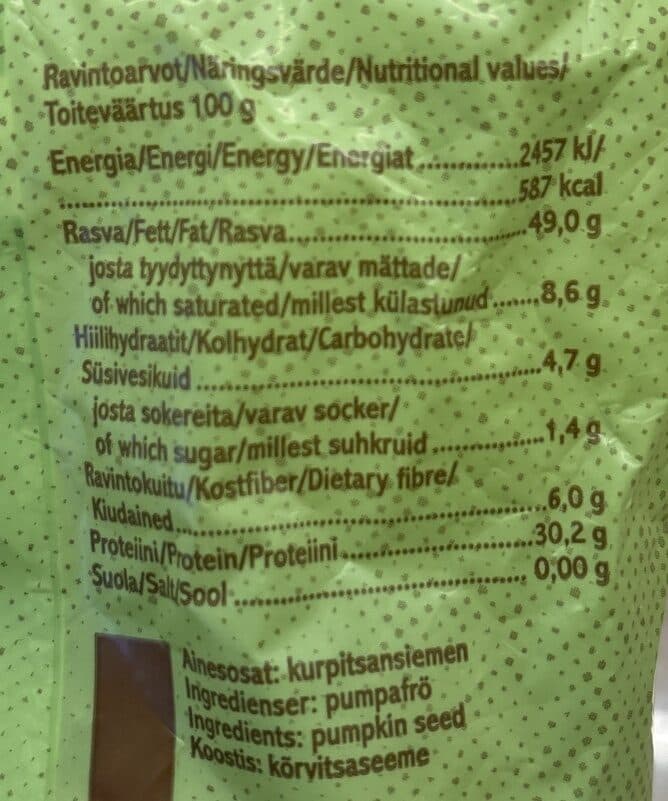 Salliselta Kurpitsansiemen packshot