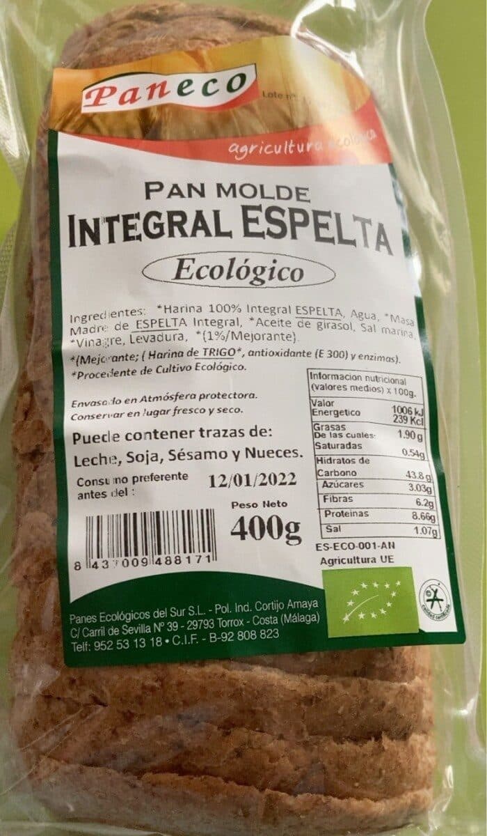 Pan de molde Integral ESPELTA packshot