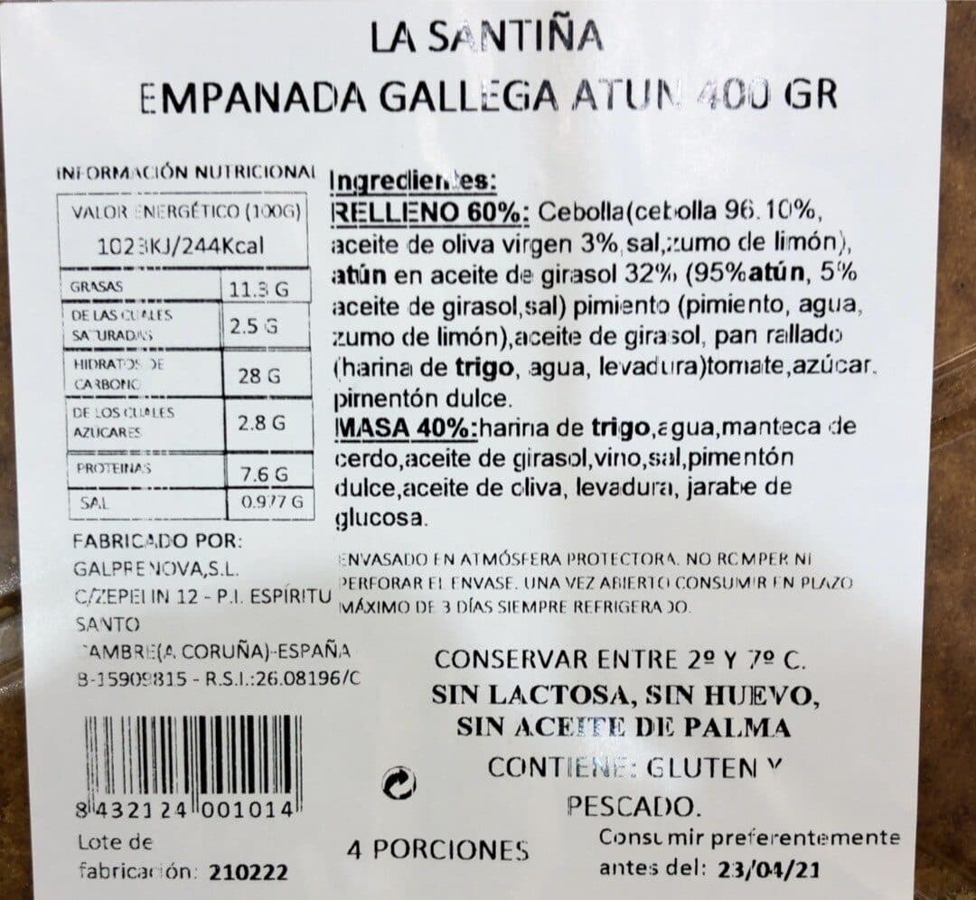 Open Food Facts Empanada gallega de atun packshot