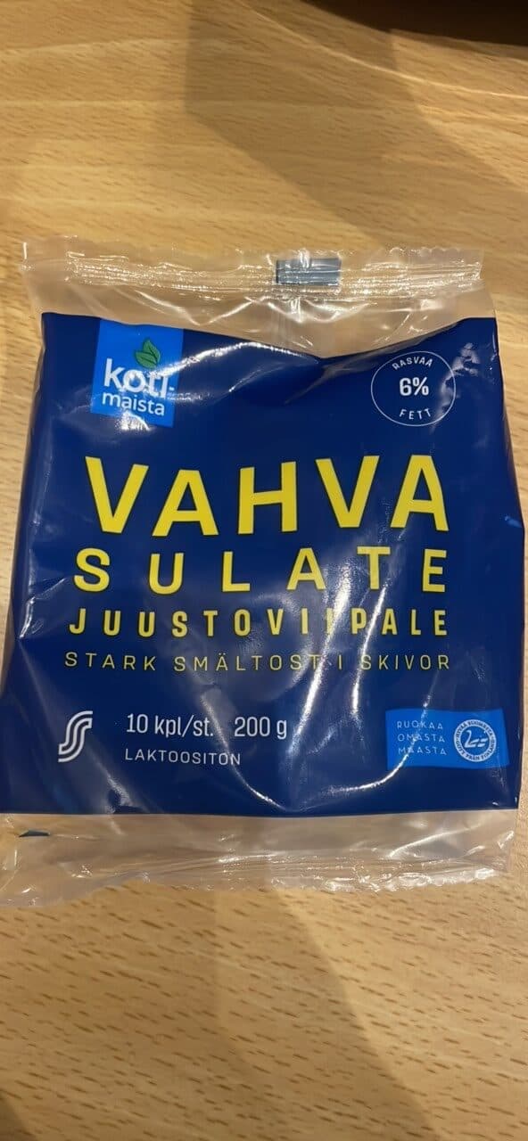 Kotimaista Vahva Sulatejuusto packshot
