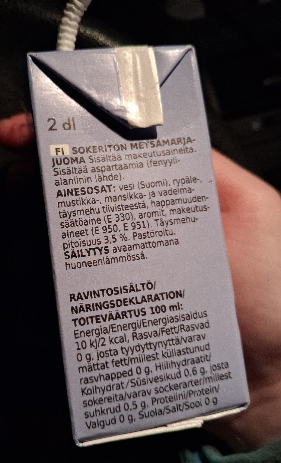 Coop Sokeriton Metsämarja Pillimehu packshot