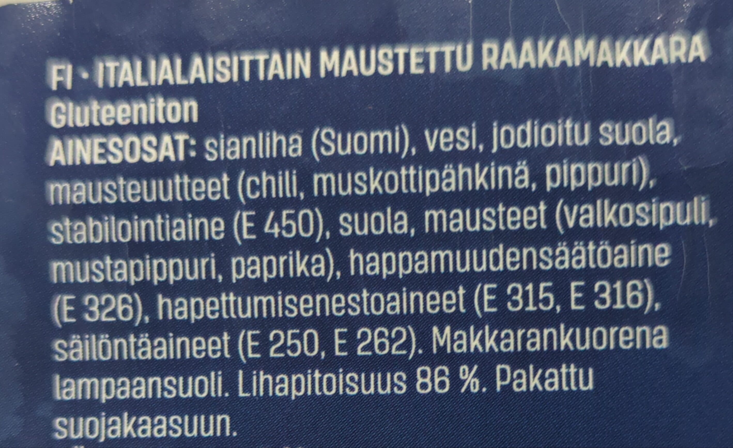 Kotimaista Toscana raakamakkara packshot