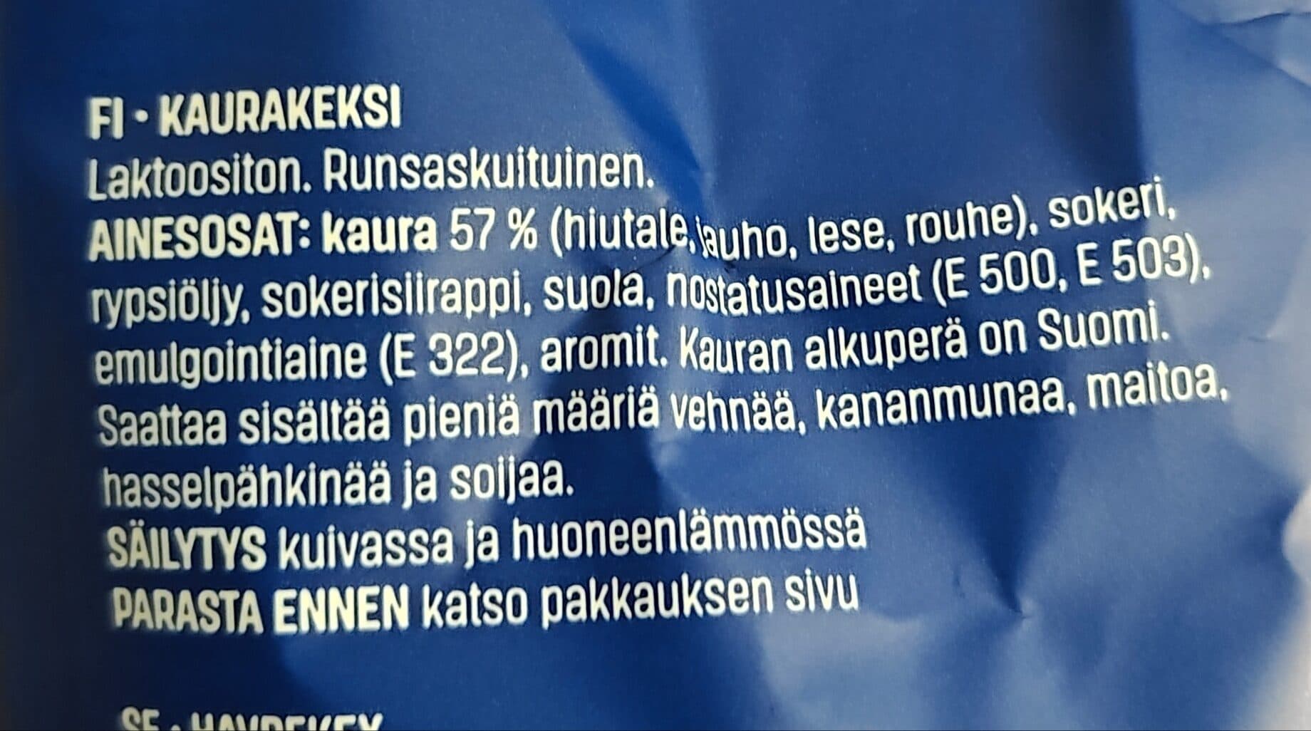 Kotimaista Kaurakeksi packshot