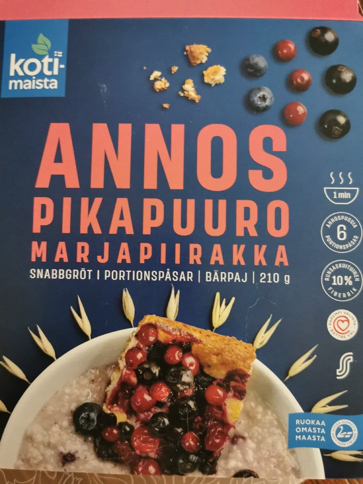 Kotimaista Annos Pikapuuro Marjapiirakka packshot