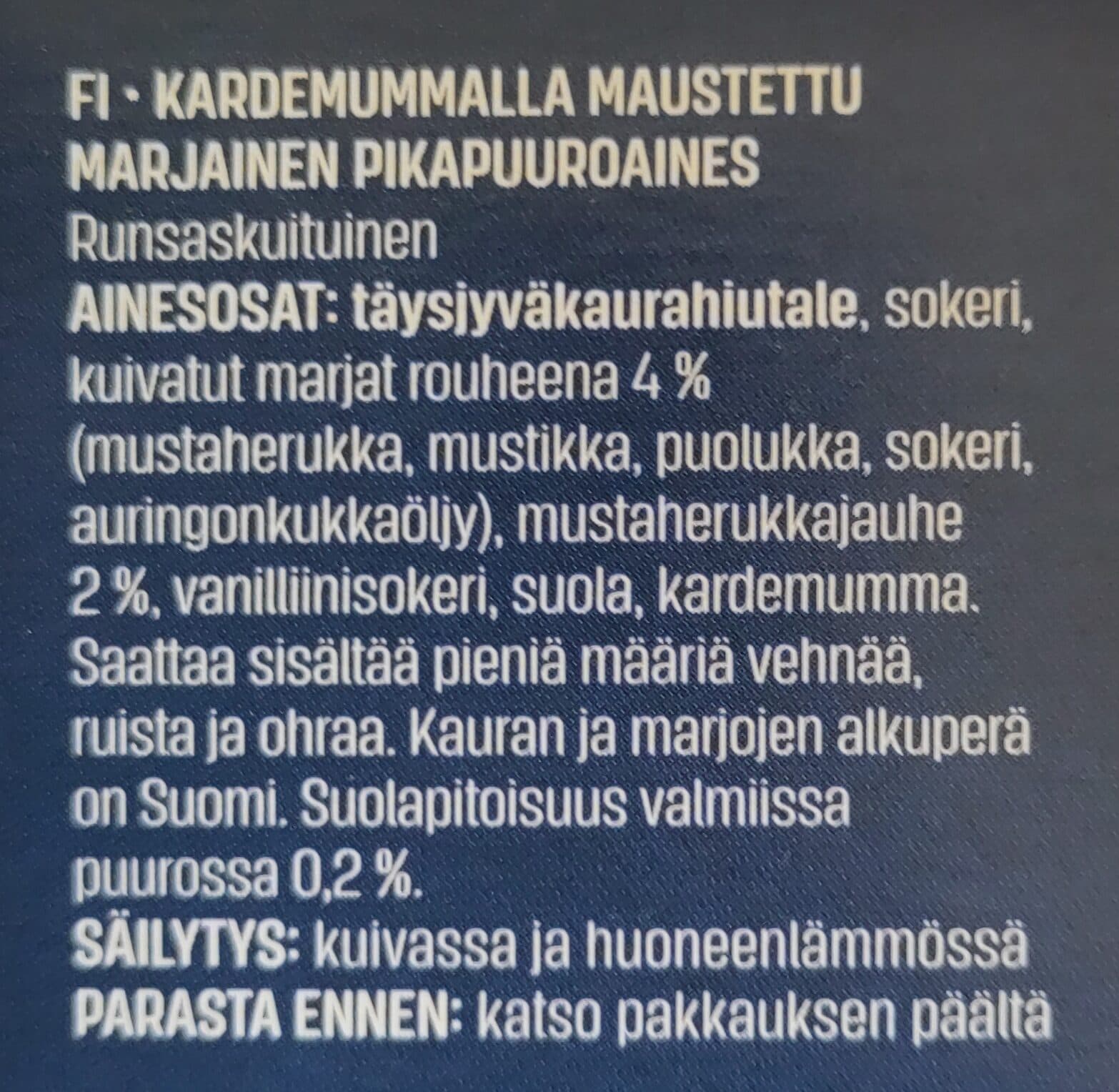 Kotimaista Annos Pikapuuro Marjapiirakka packshot