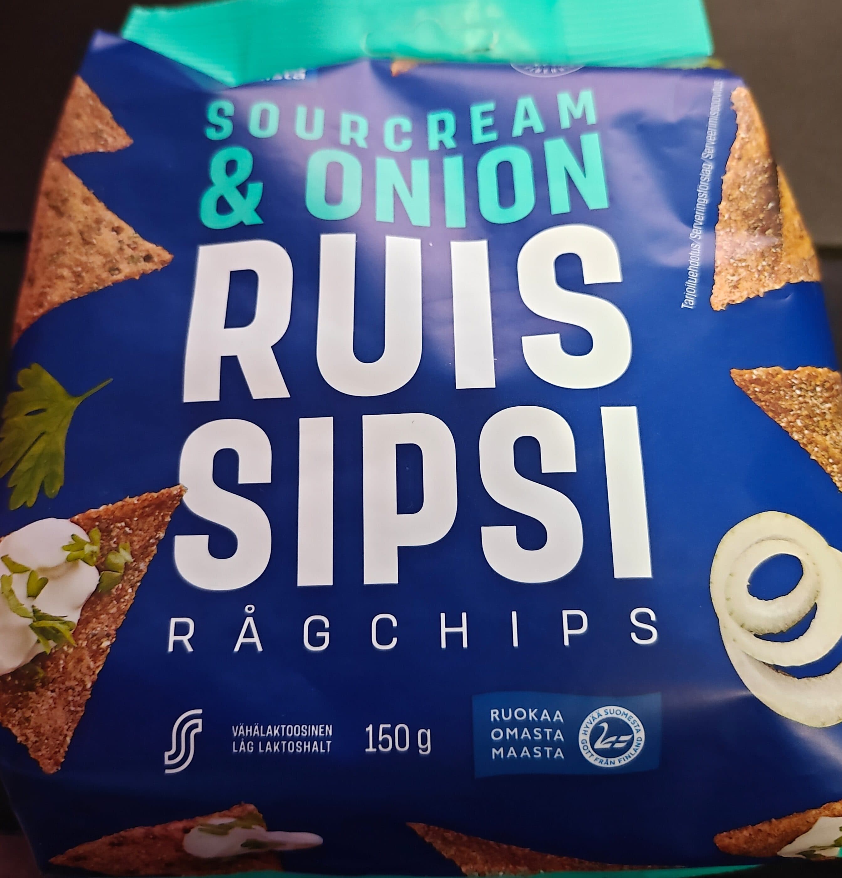 Kotimaista Sourcream & onion ruis sipsi packshot