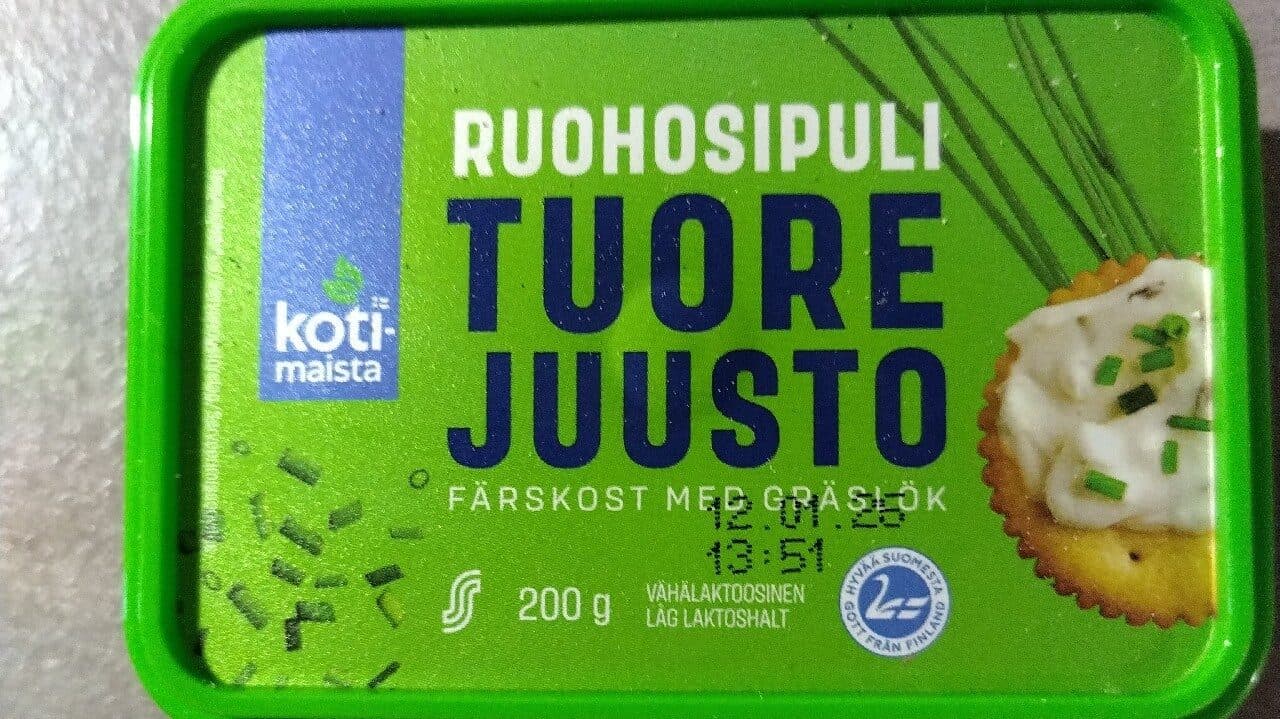 Kotimaista Ruohosipulituorejuusto packshot