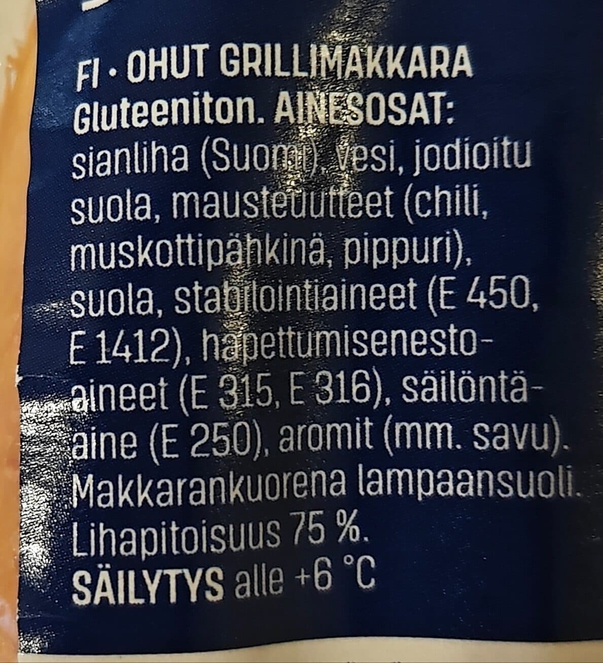 Kotimaista Ohut grillimakkara packshot