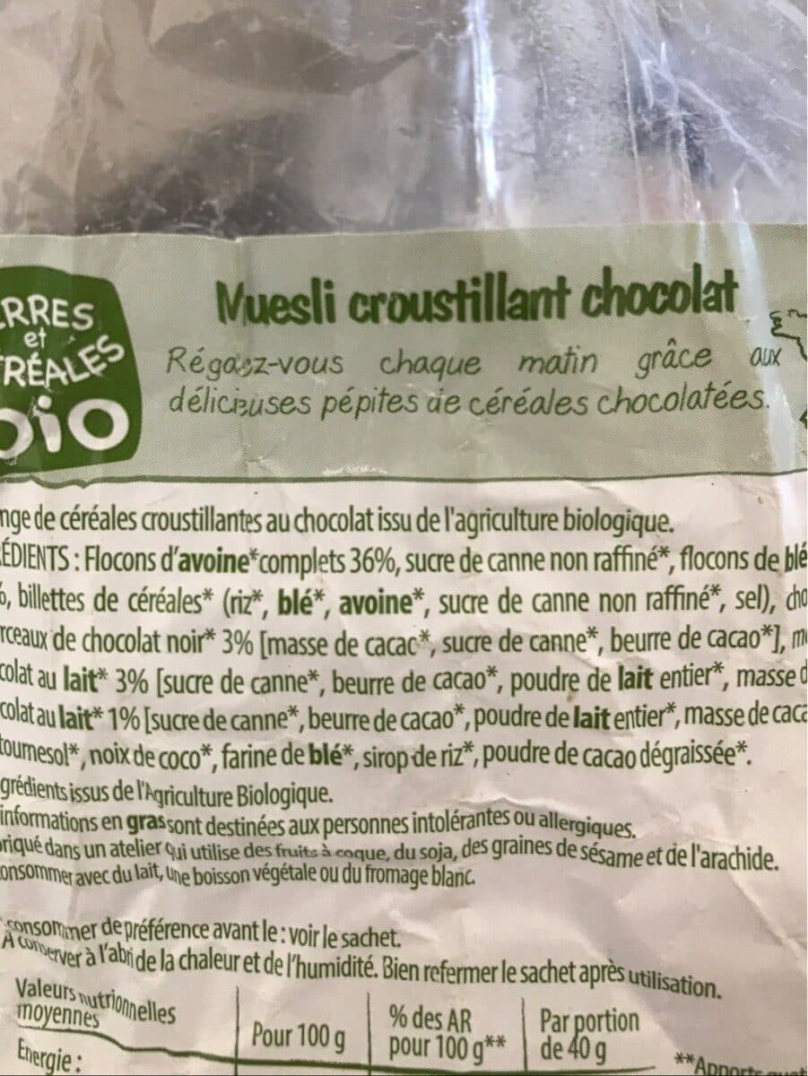Terres et Céréales Bio Muesli Croustillant CHOCOLAT packshot