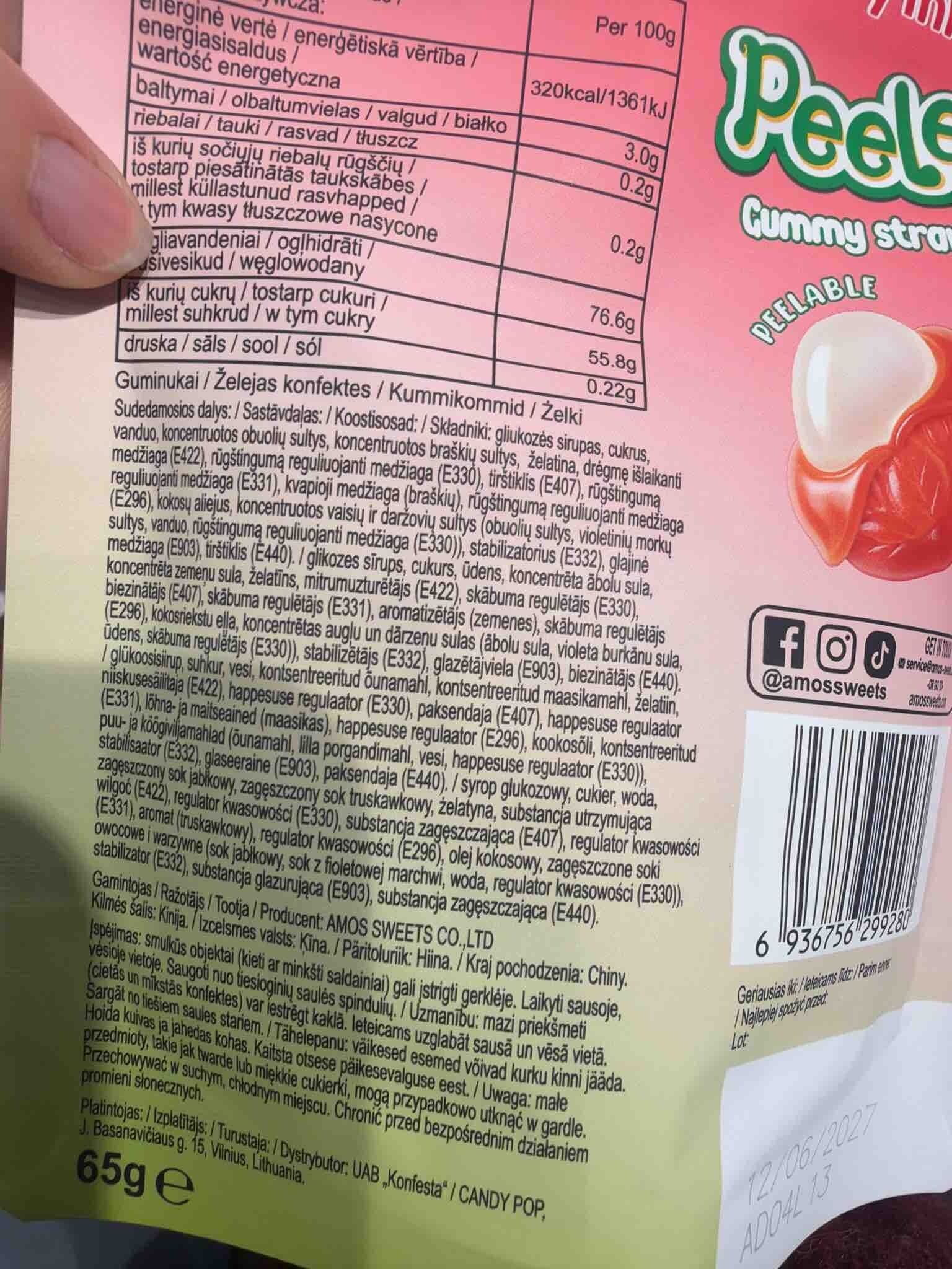 AMOS SWEETS Peelable Gummy Strawberry packshot