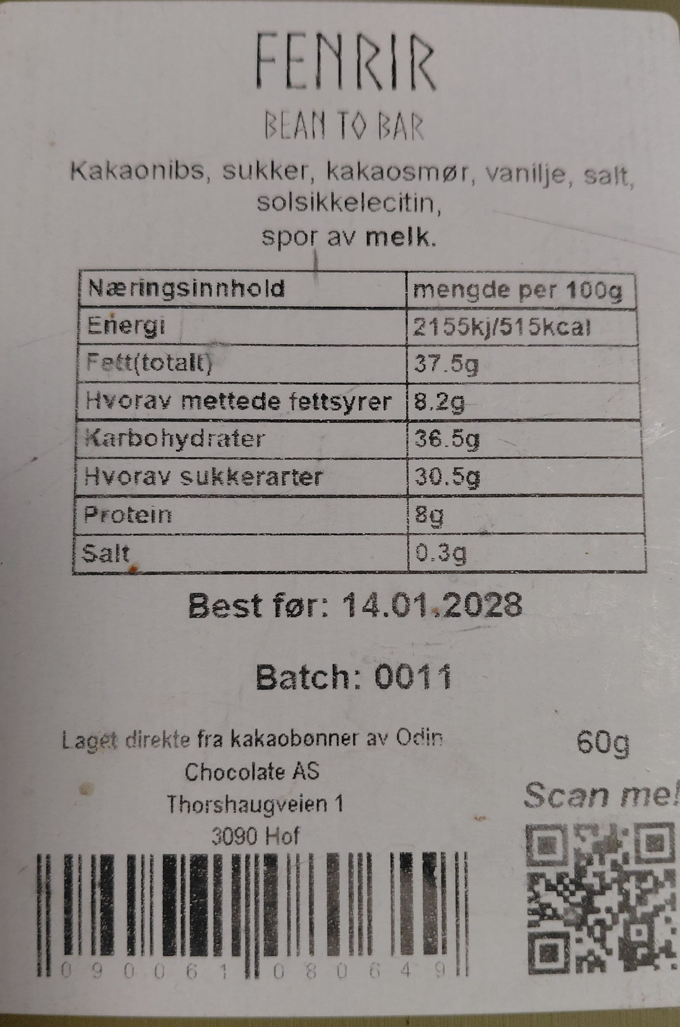 Odin Dark chocolate 70% packshot