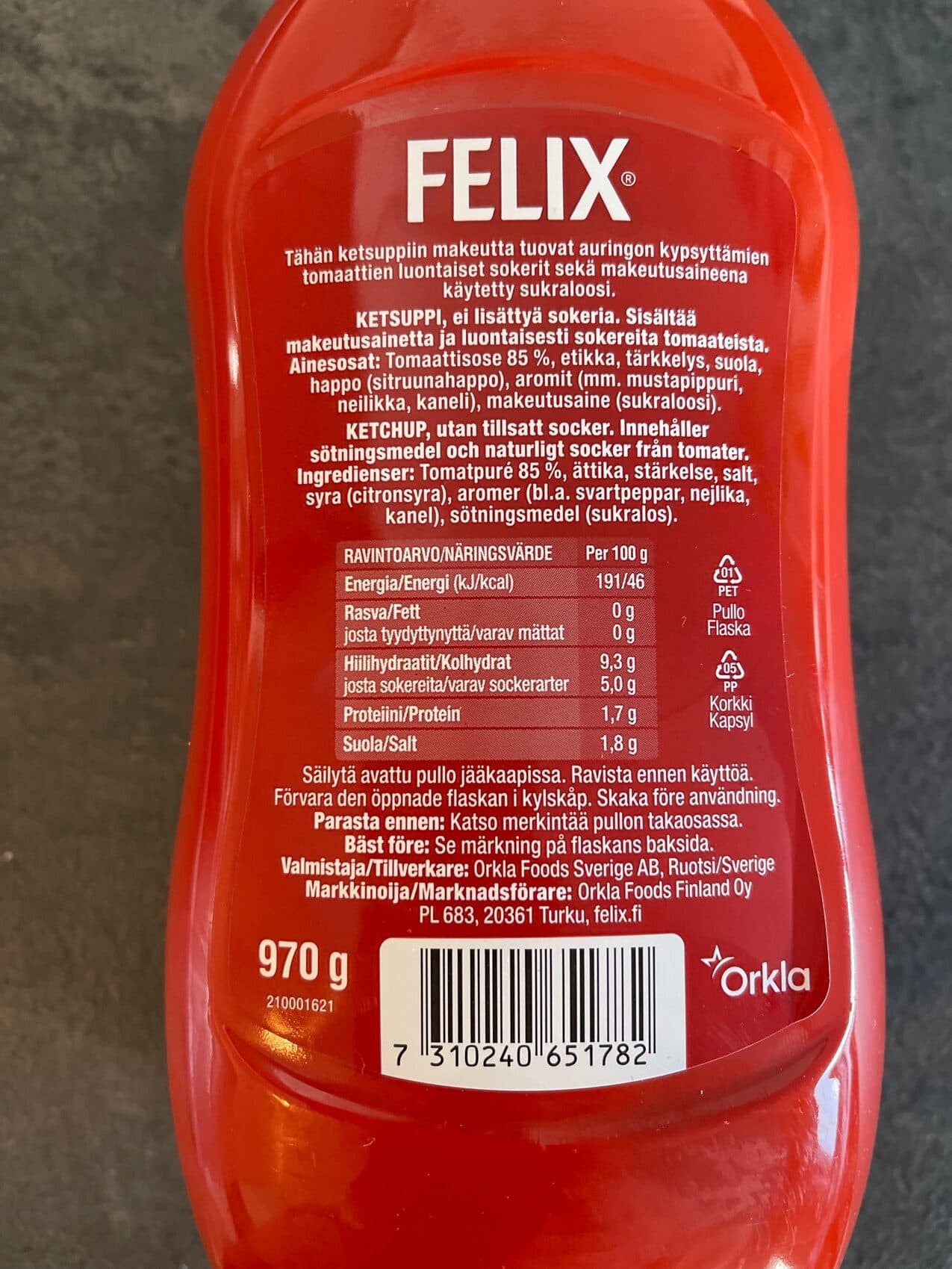Felix Tomaattiketchup Ilman Lisättyä Sokeria packshot