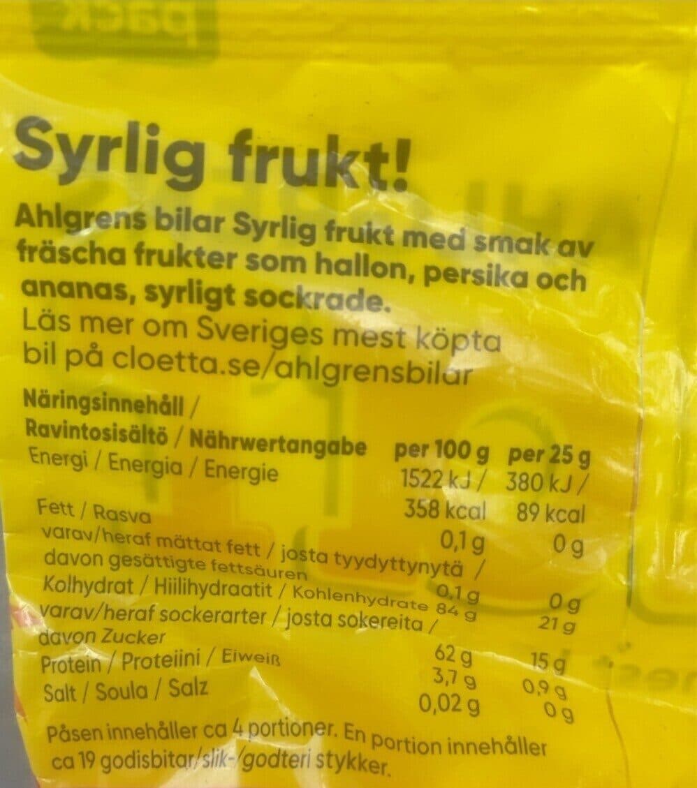 Bilar Syrlig frukt packshot