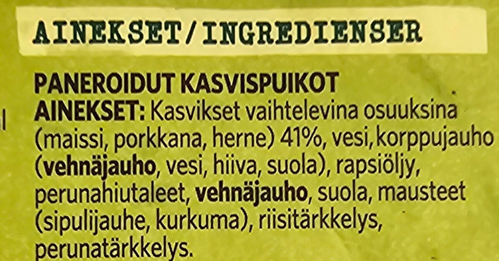 Findus Vegepuikot packshot