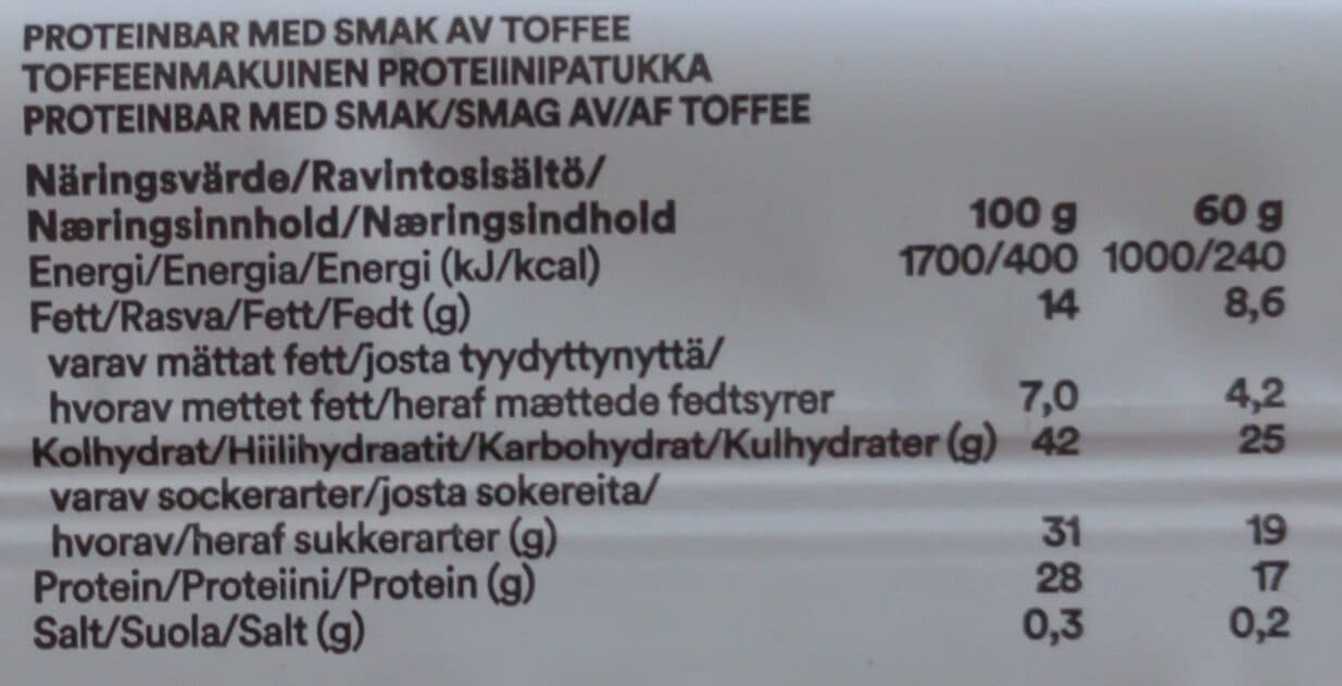 Gainomax Protein bar toffee packshot