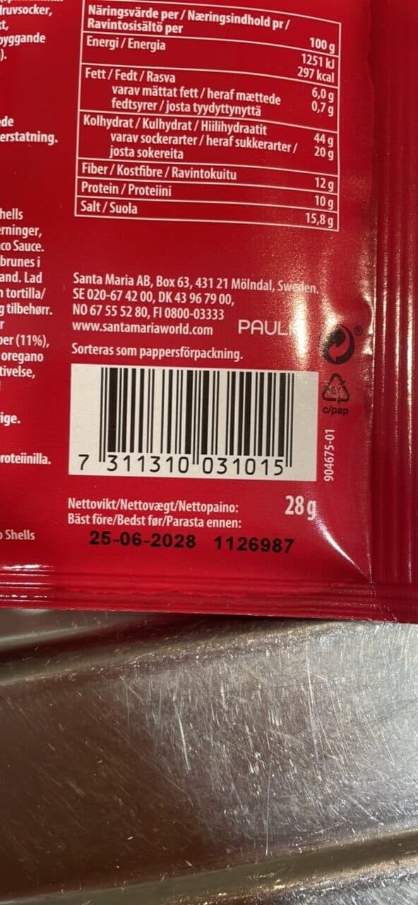 Santa Maria Spice Mix Taco - Orginal packshot