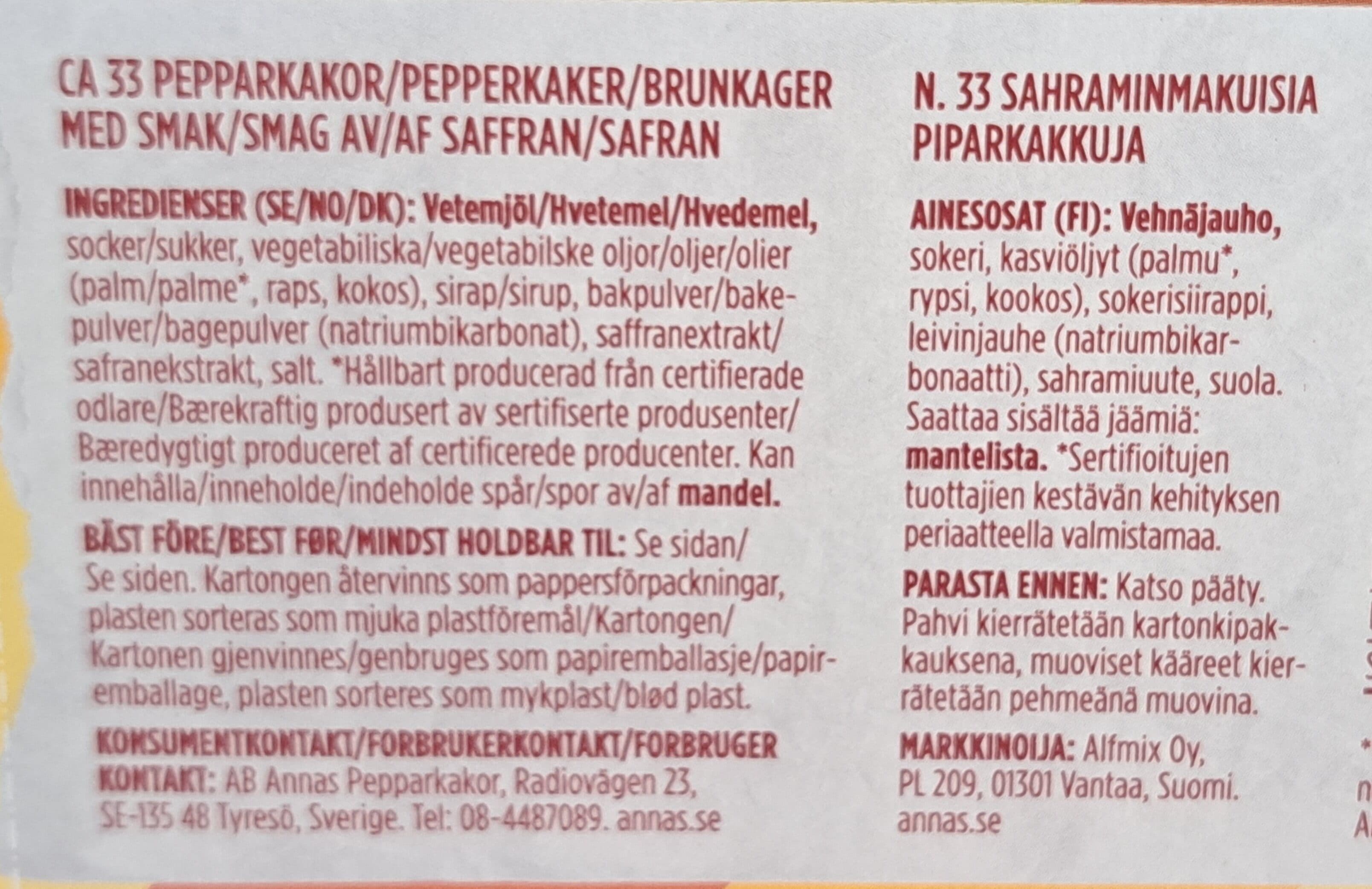 ANNAS Pepparkakkor Safran packshot