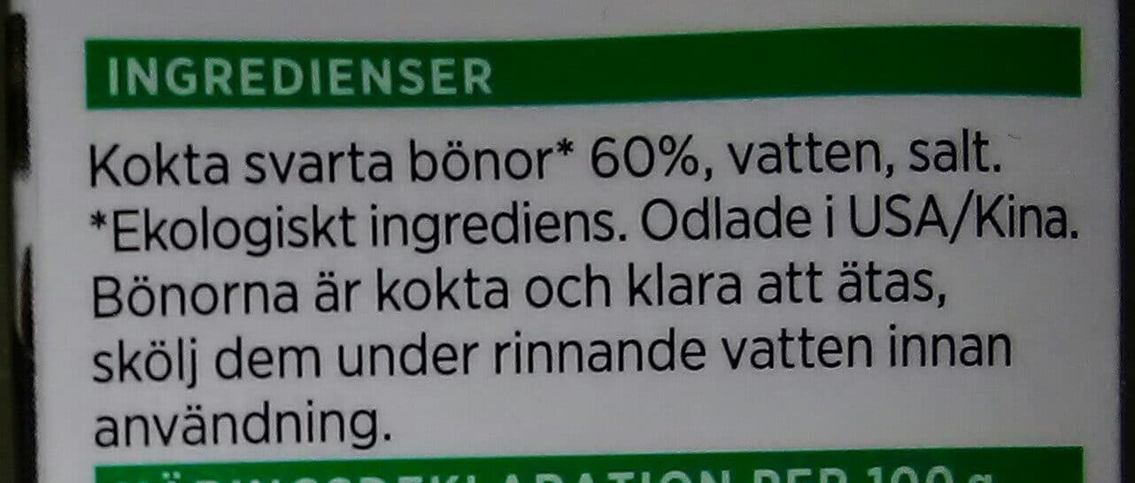 ICA Ekologiska svarta bönor packshot