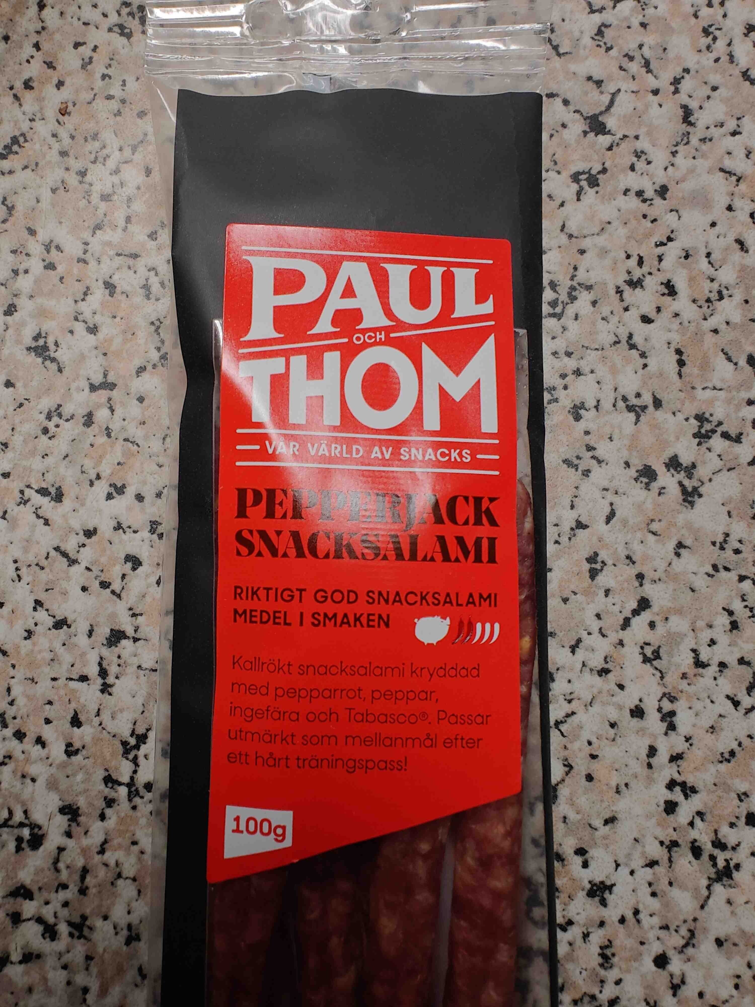 Paul och Thom Pepperjack Snacksalami packshot