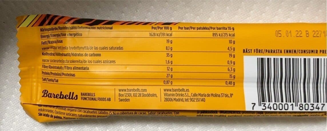 Barebells Vegan Bar Salty Peanut packshot