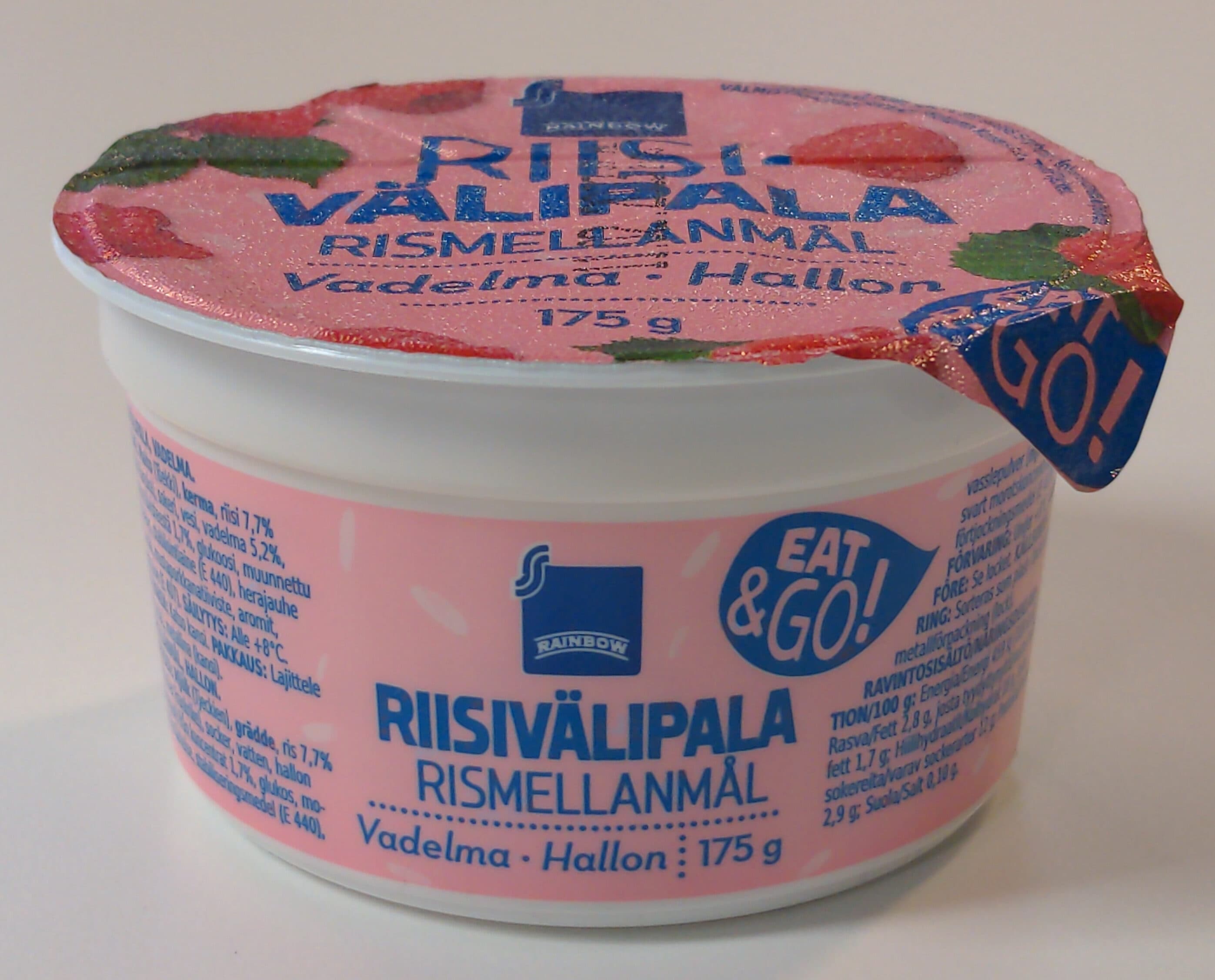 Rainbow Riisivälipala vadelma packshot