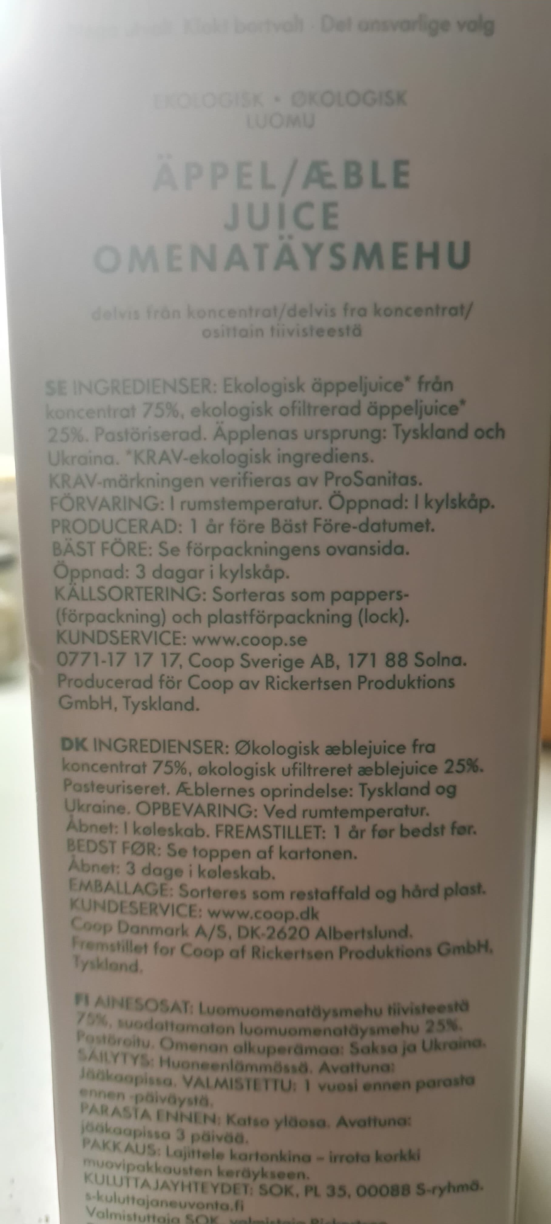 Coop Æble Juice packshot