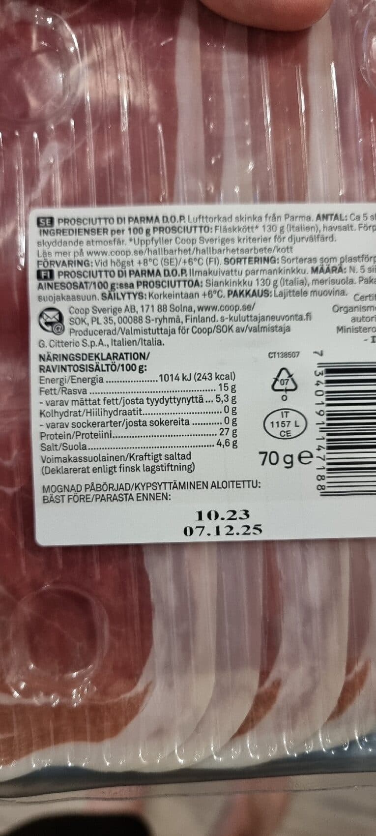 Coop Prosciutto Di Parma packshot