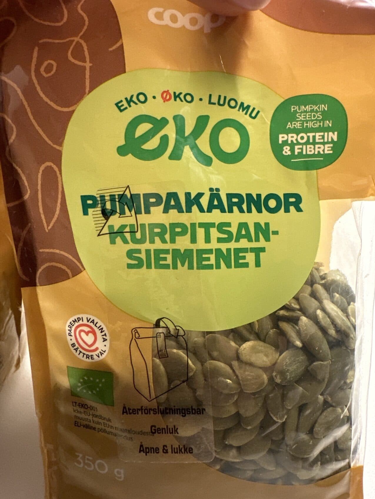 Coop Kurpitsansiemenet packshot
