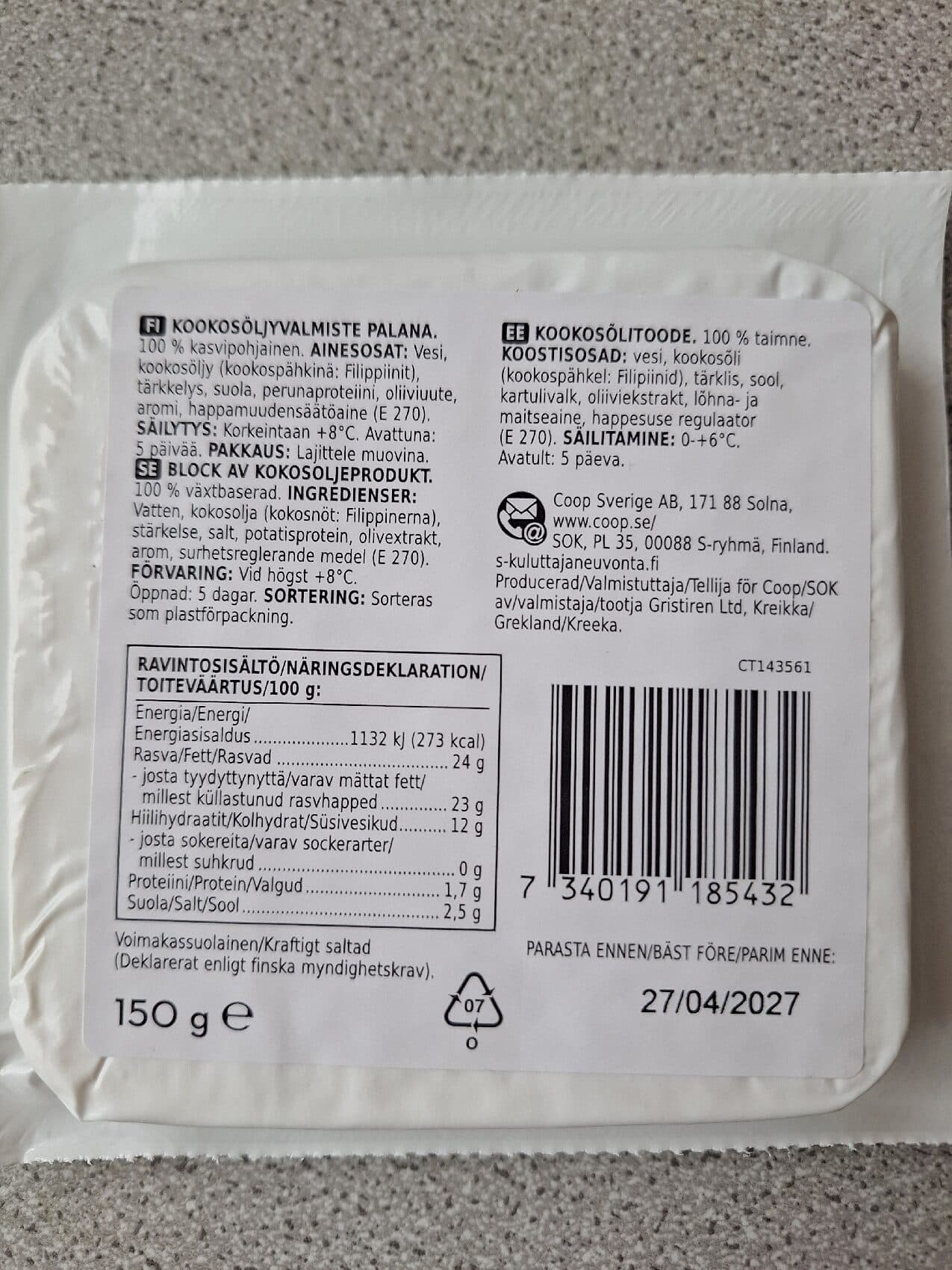 Coop Greek White Block packshot