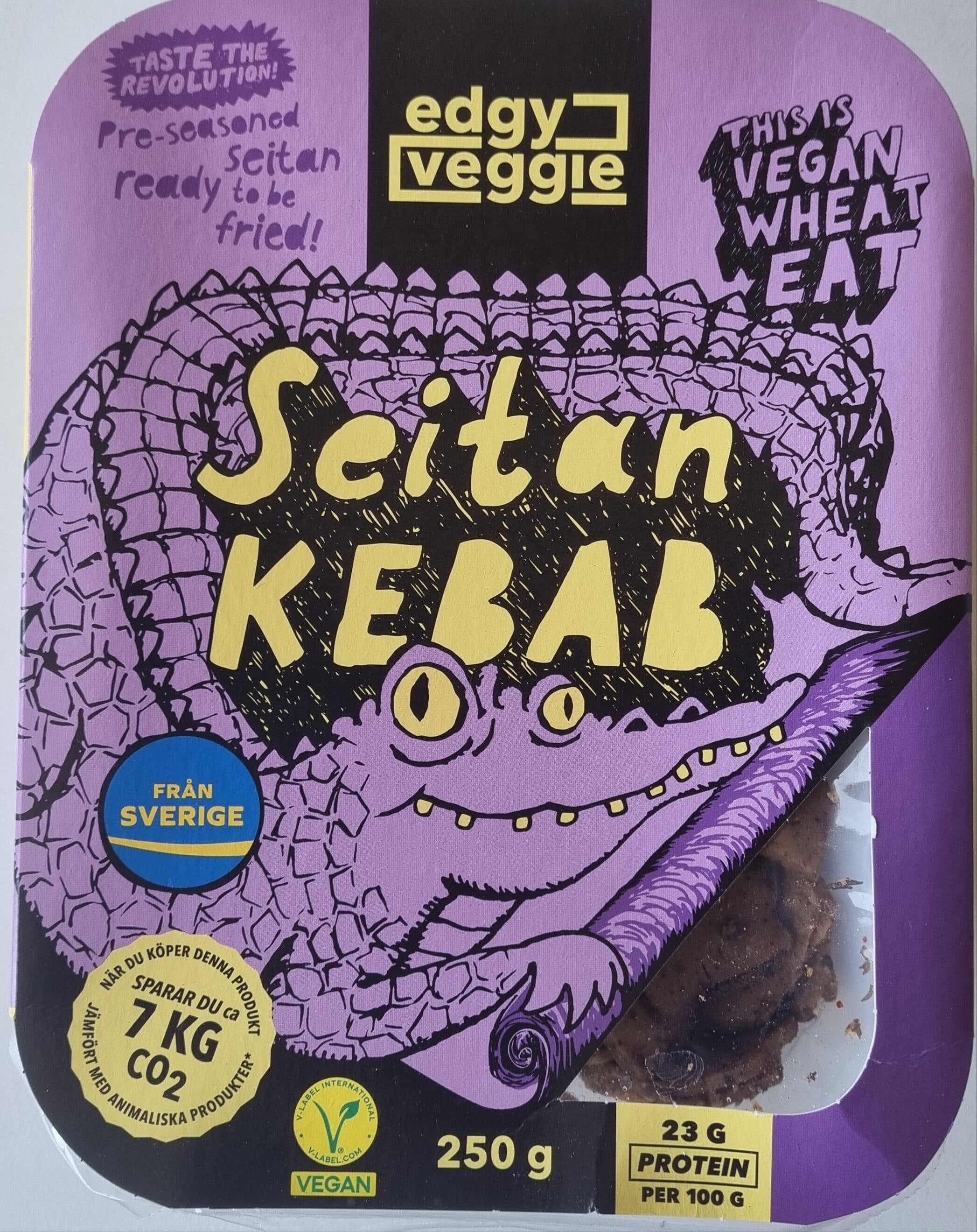 Edgy veggie Seitan kebab packshot