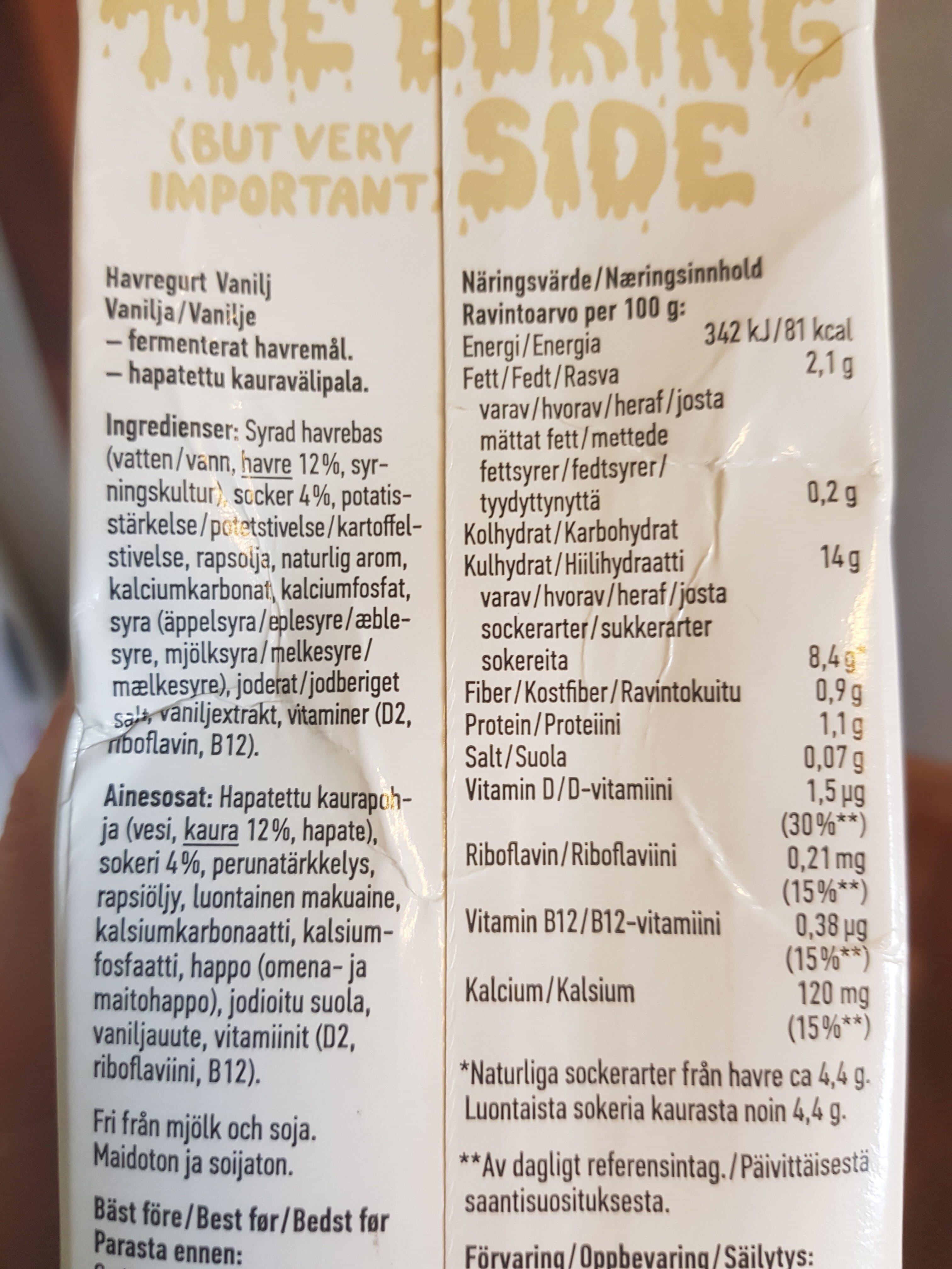 Oatly Kauragurtti vanilja packshot