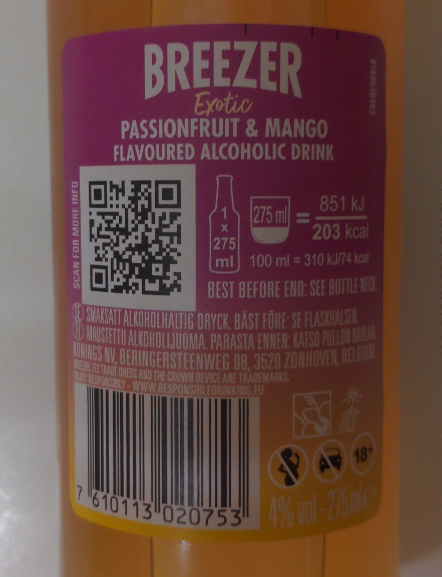 Breezer Breezer Exotic Passionfruit & Mango packshot