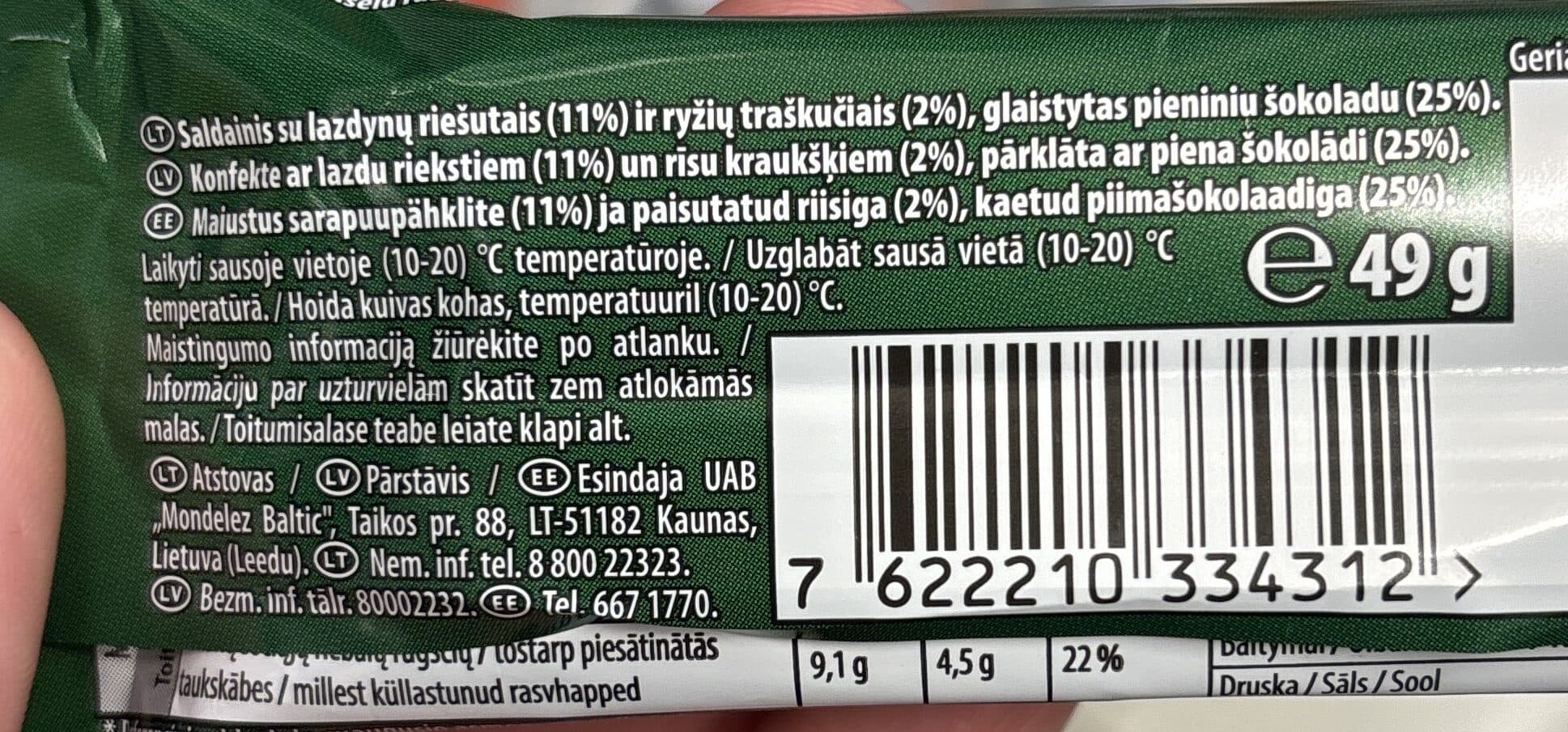 mondelez manija batonėlis packshot