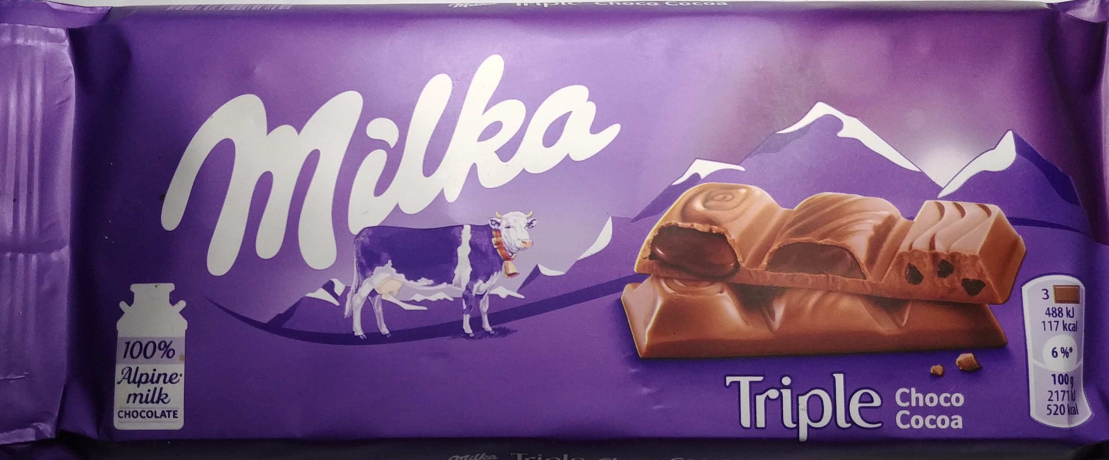 Milka Czekolada mleczna z mleka alpejskiego z kremem kakaowym. packshot