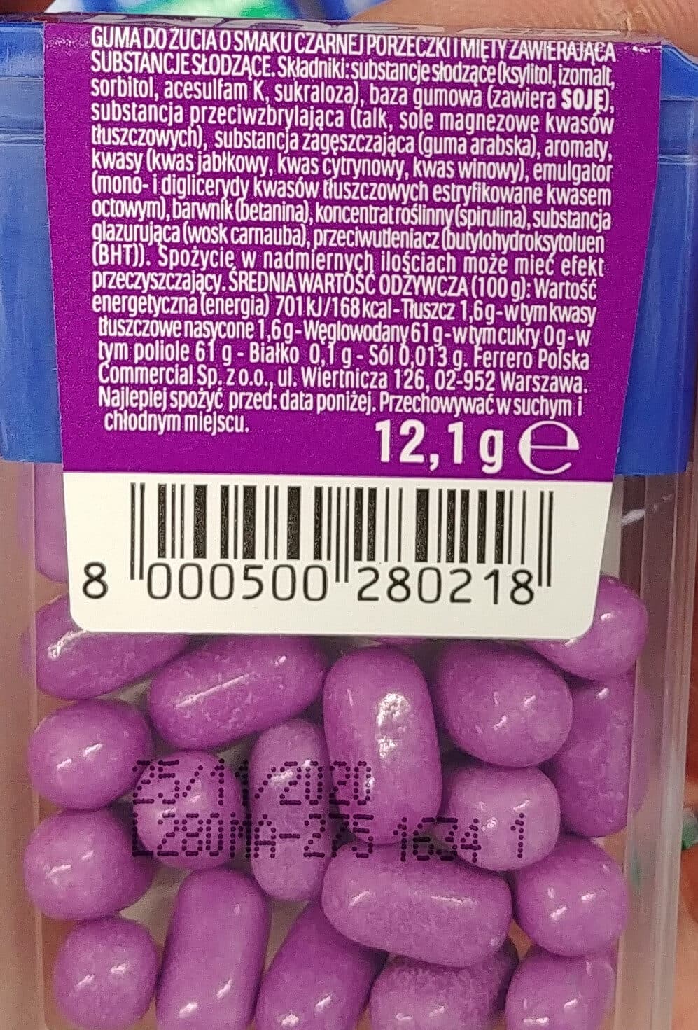 Ferrero tic tac GUM cool cassis packshot
