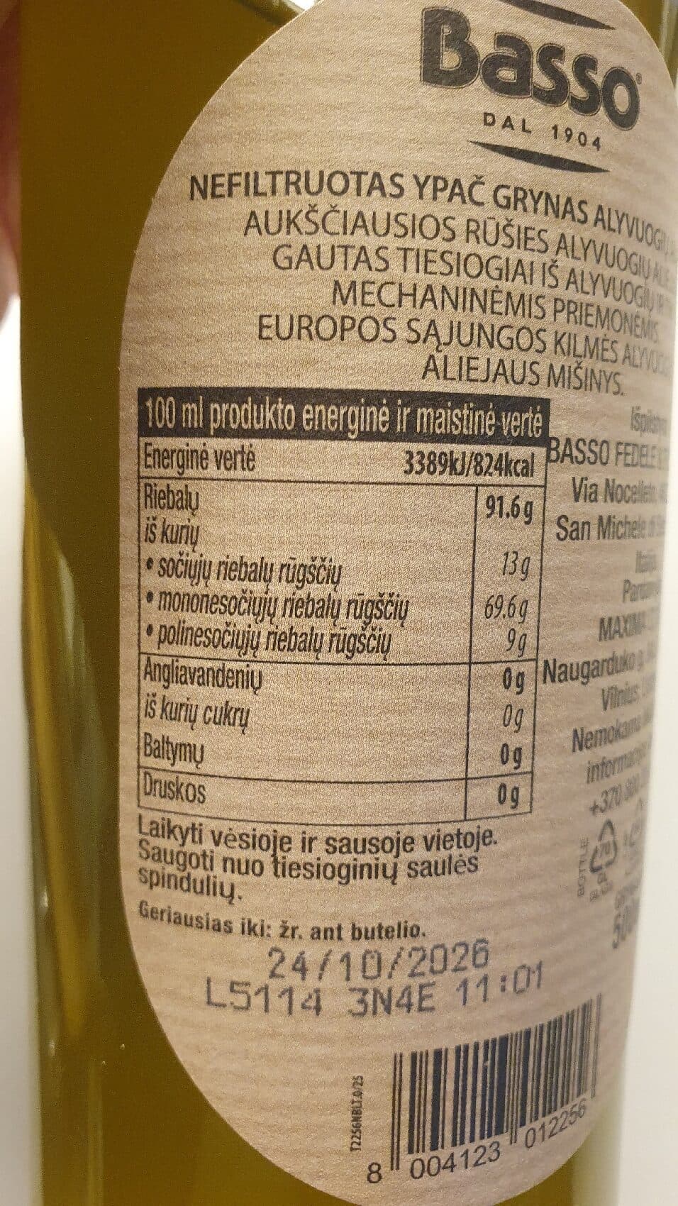 Basso Ypač grynas pirmo spaudimo alyvuogių aliejus BASSO packshot