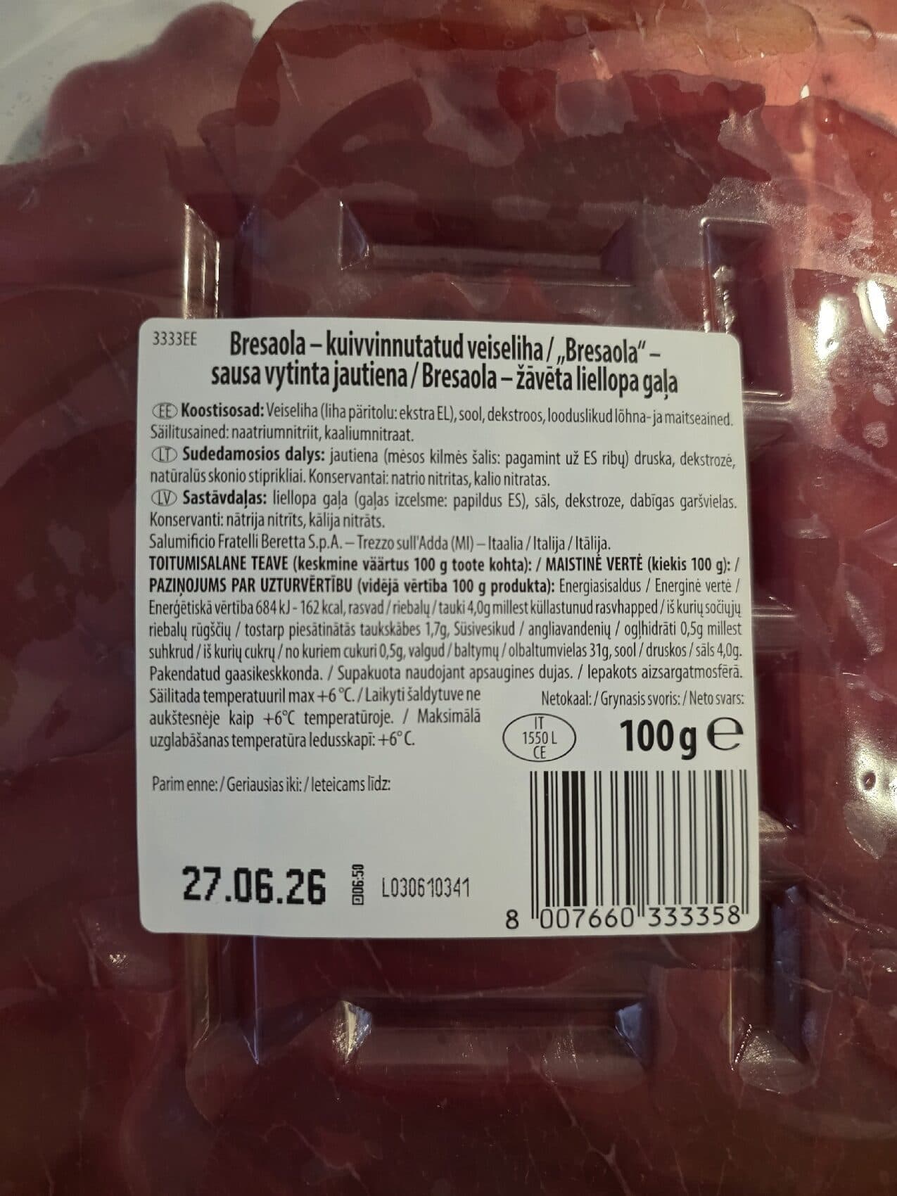 Beretta Bresaola packshot