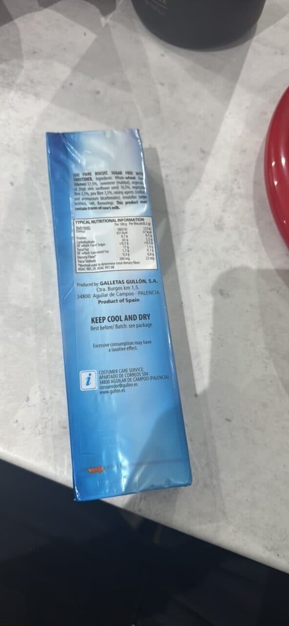 gullón Sugar Free Fibre Biscuits packshot