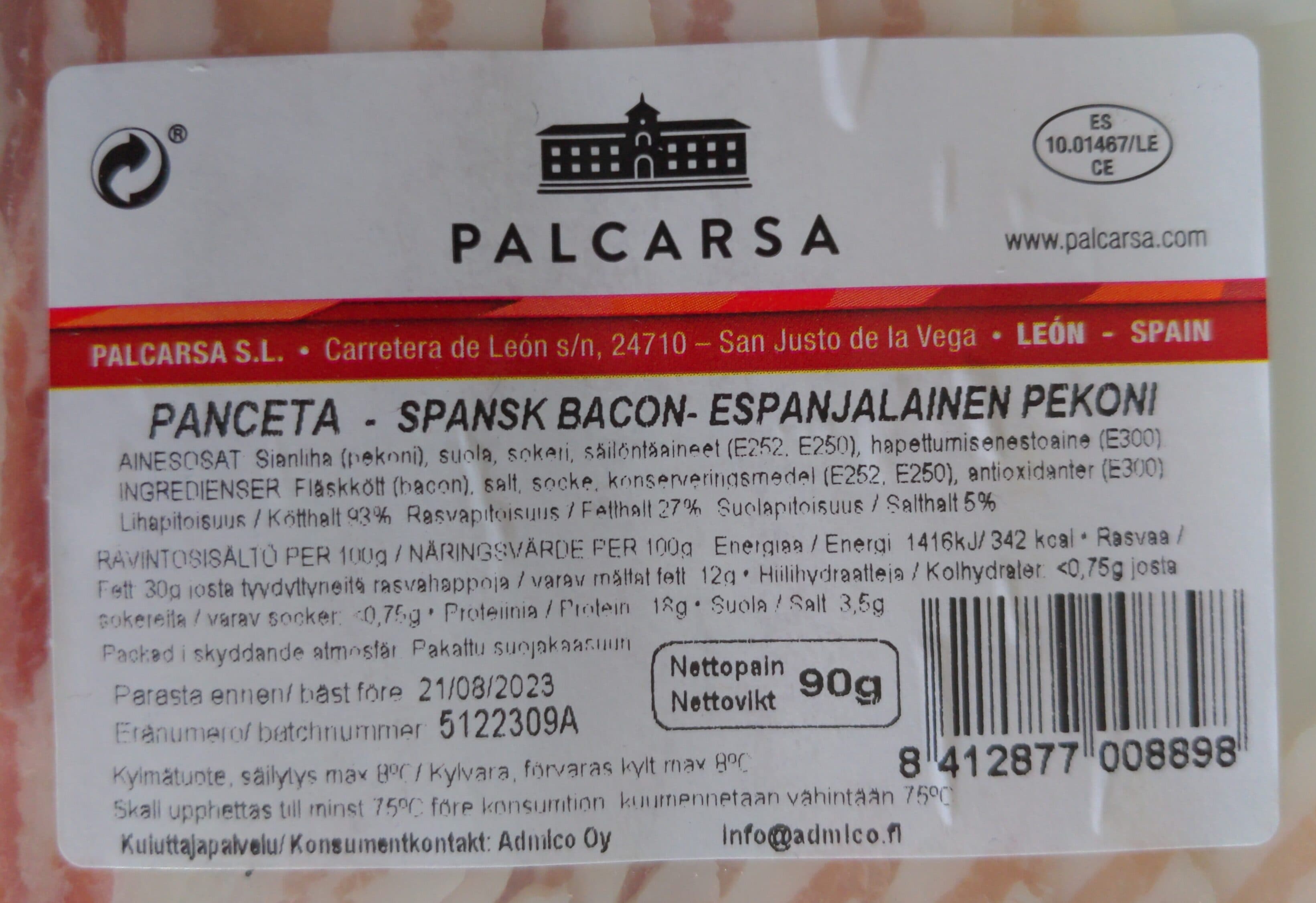 Palcarsa Panceta Curada packshot