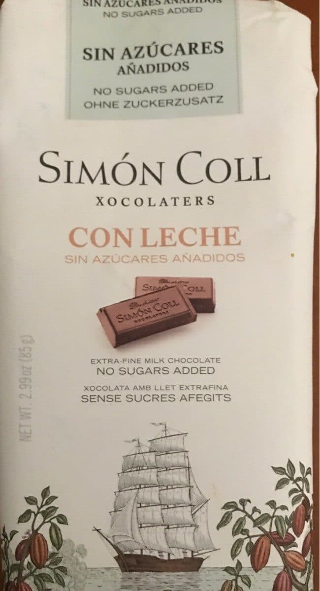 simon coll Chocolate con leche sin azúcares añadidos packshot