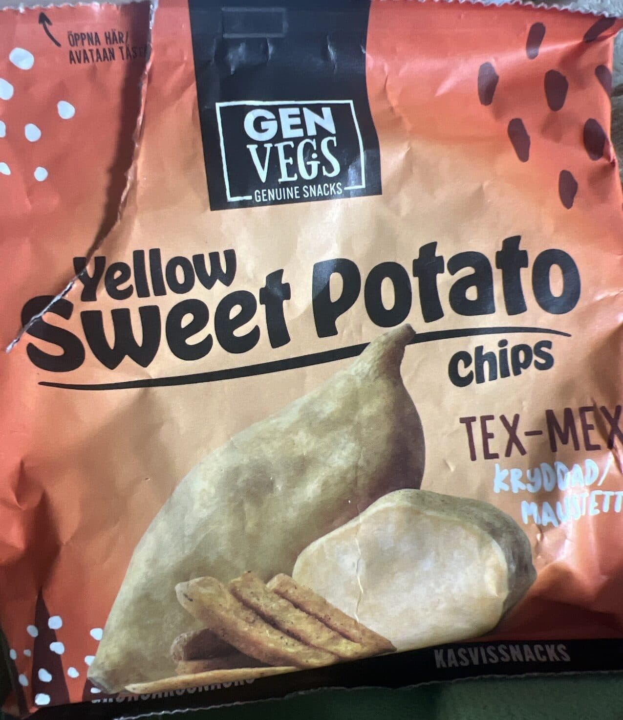 Gen Vegs Yellow Sweet Potato Chips Tex-Mex packshot