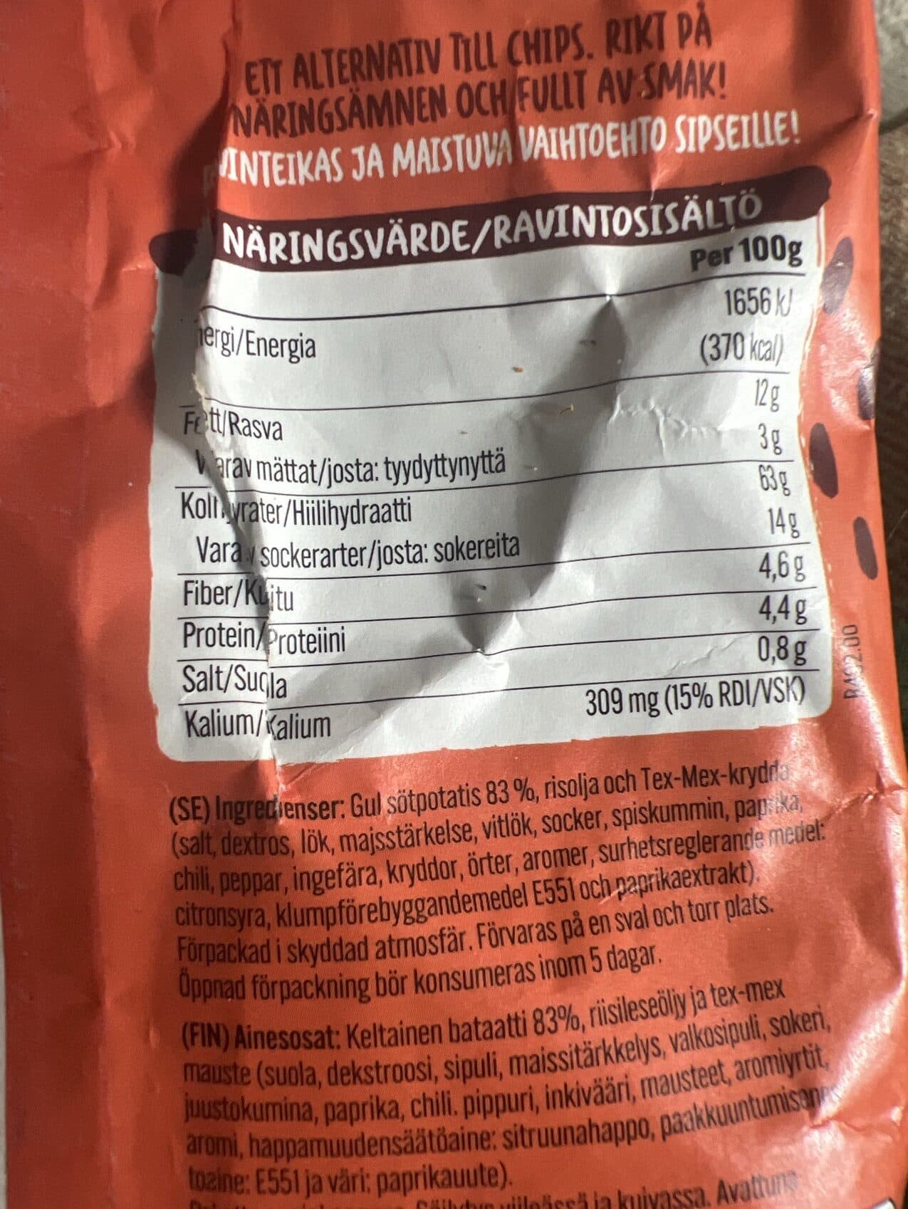 Gen Vegs Yellow Sweet Potato Chips Tex-Mex packshot